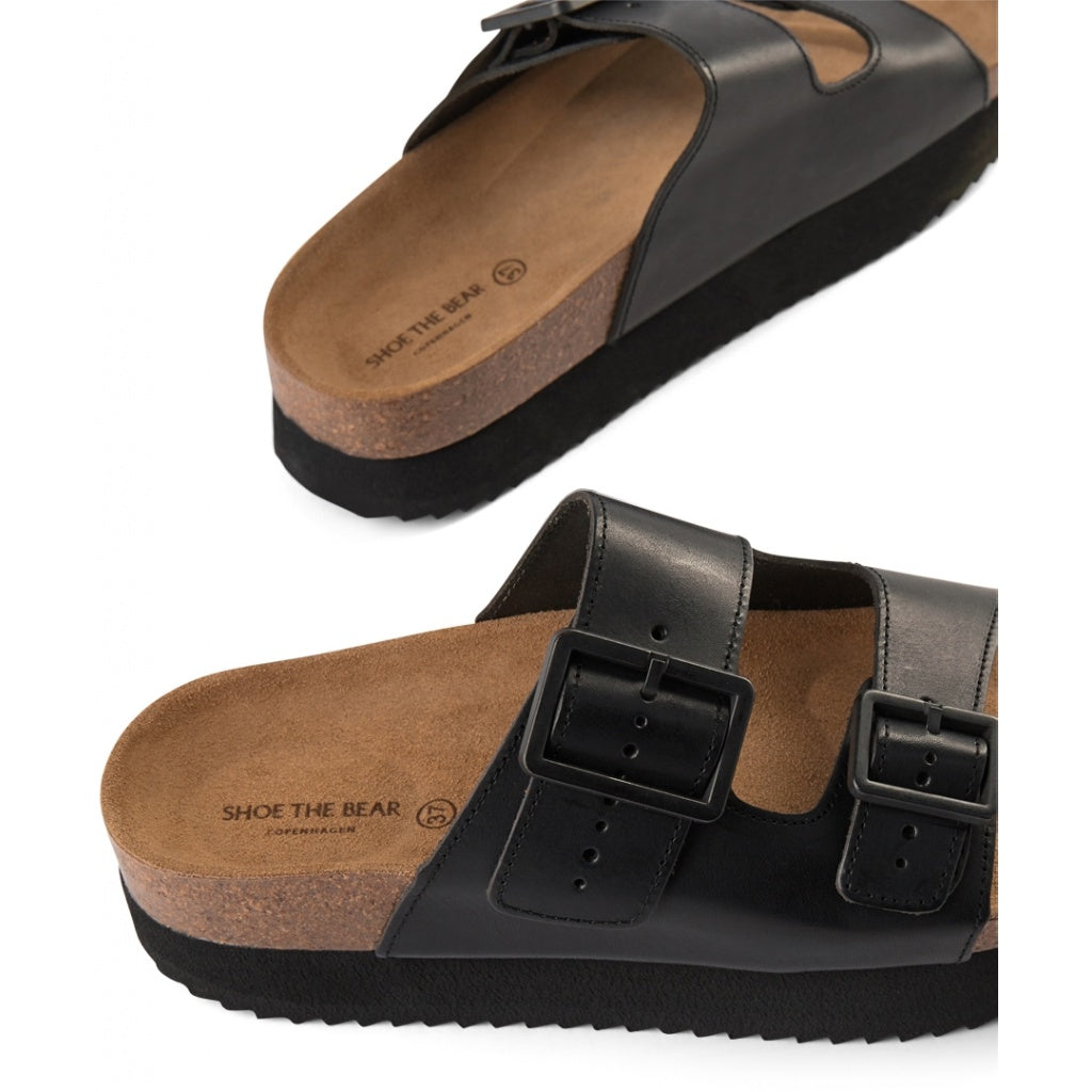 SHOE THE BEAR WOMENS Cara Platform Slip-in Flat Sandals 110 BLACK