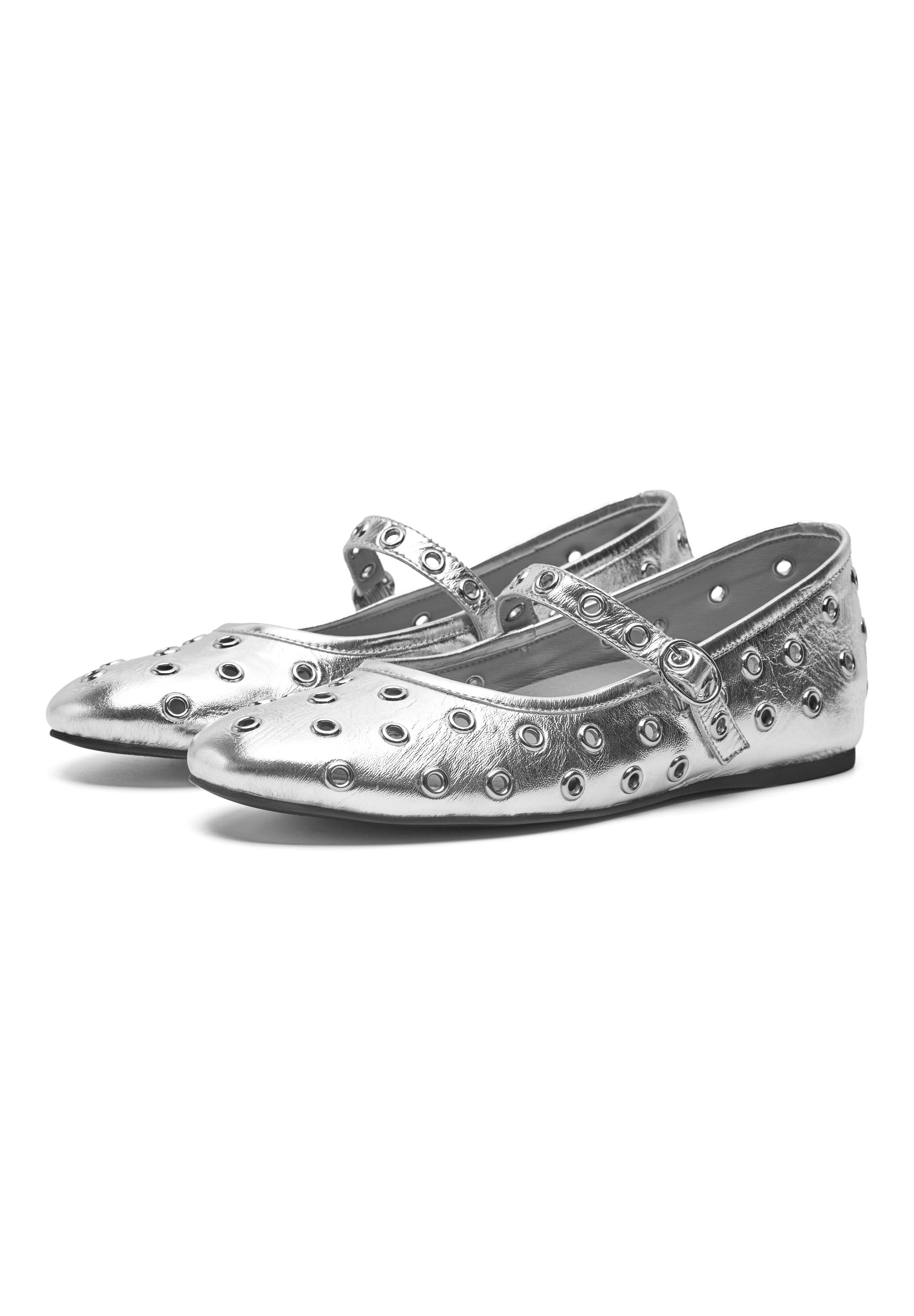 WODEN STB WOMENS Cristel Metallic Ballerina 039 Silver
