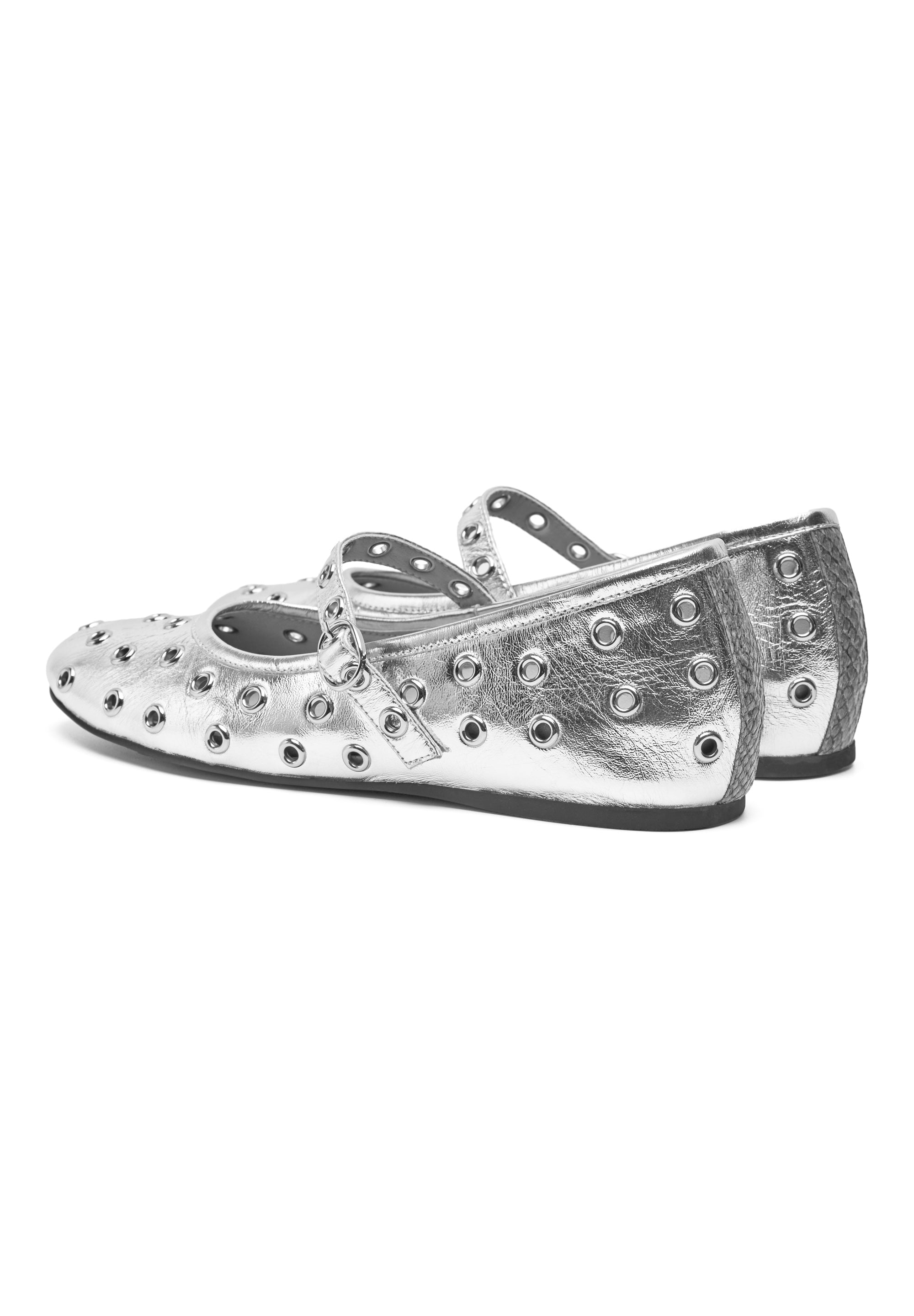 WODEN STB WOMENS Cristel Metallic Ballerina 039 Silver