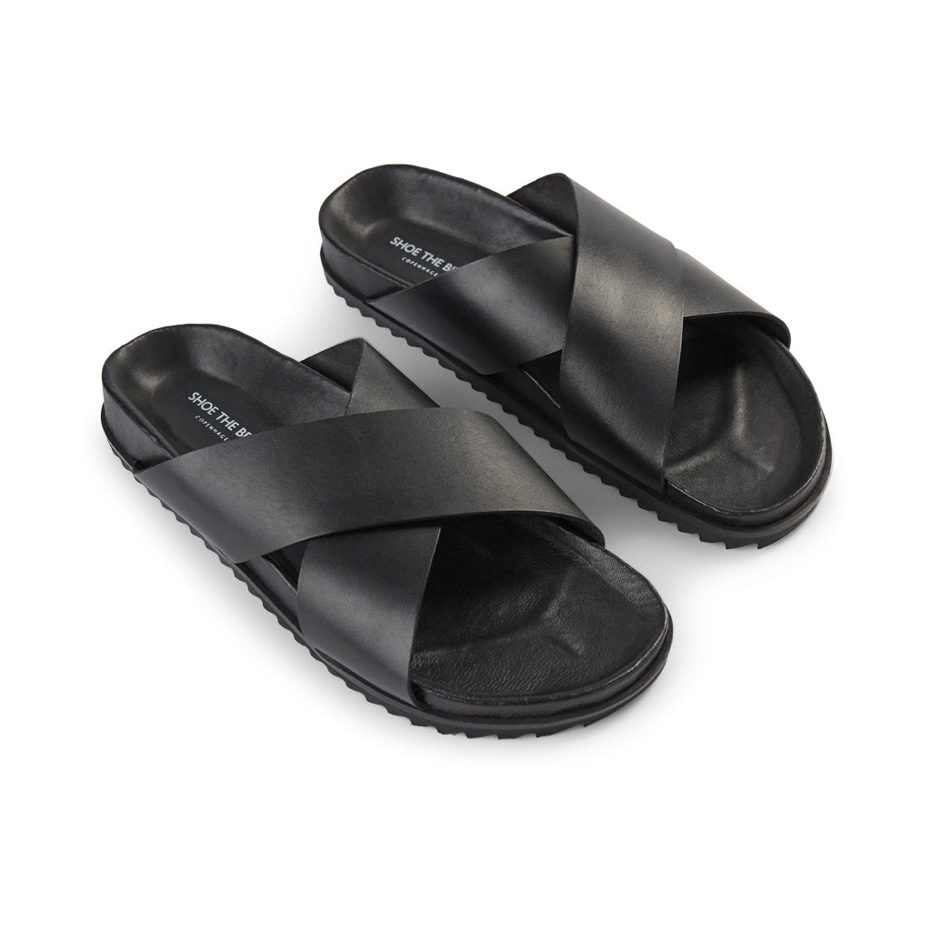 SHOE THE BEAR MENS Cross Sandal Flat Sandals 110 BLACK
