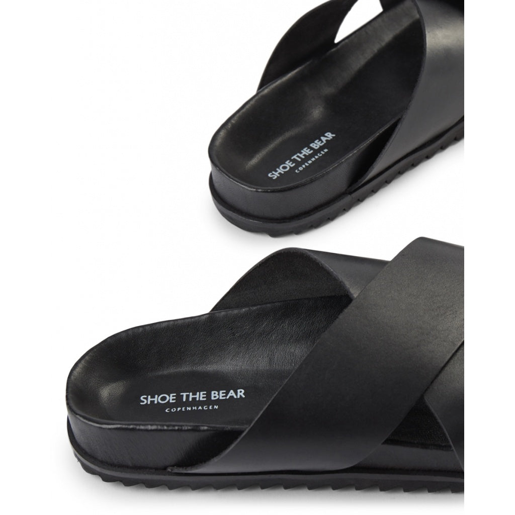 SHOE THE BEAR MENS Cross Sandal Flat Sandals 110 BLACK