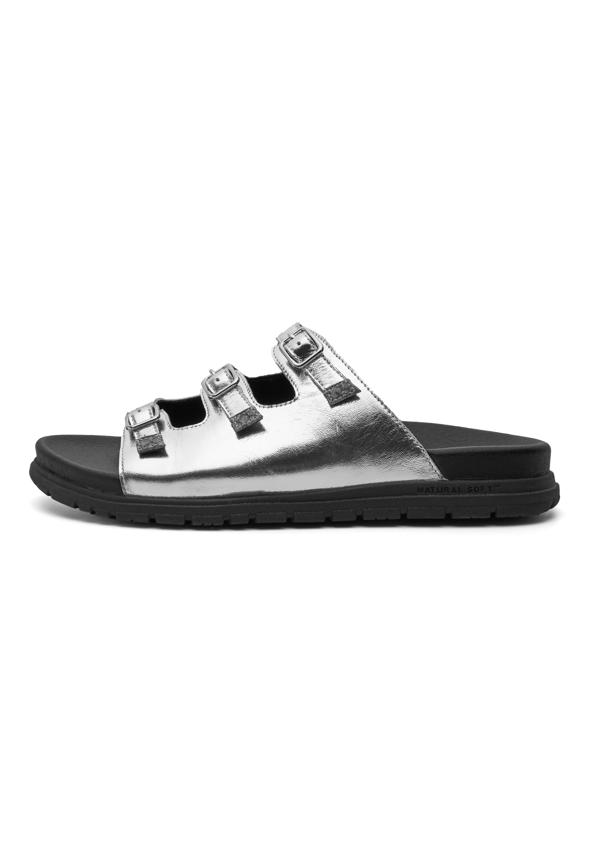 WODEN STB WOMENS Ellen Metallic Sandals 402 Black/Silver