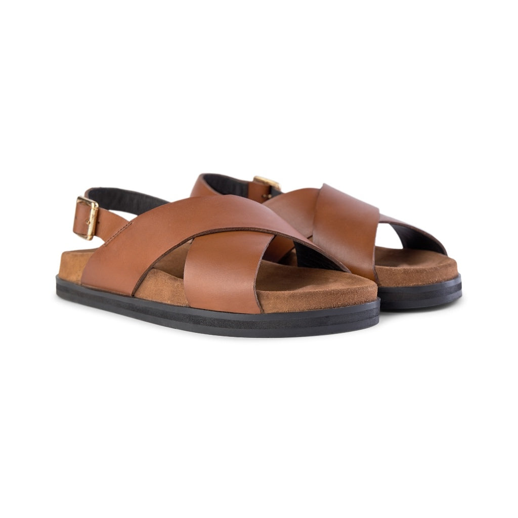 SHOE THE BEAR MENS Famara Cross Sandal Flat Sandals 132 COGNAC