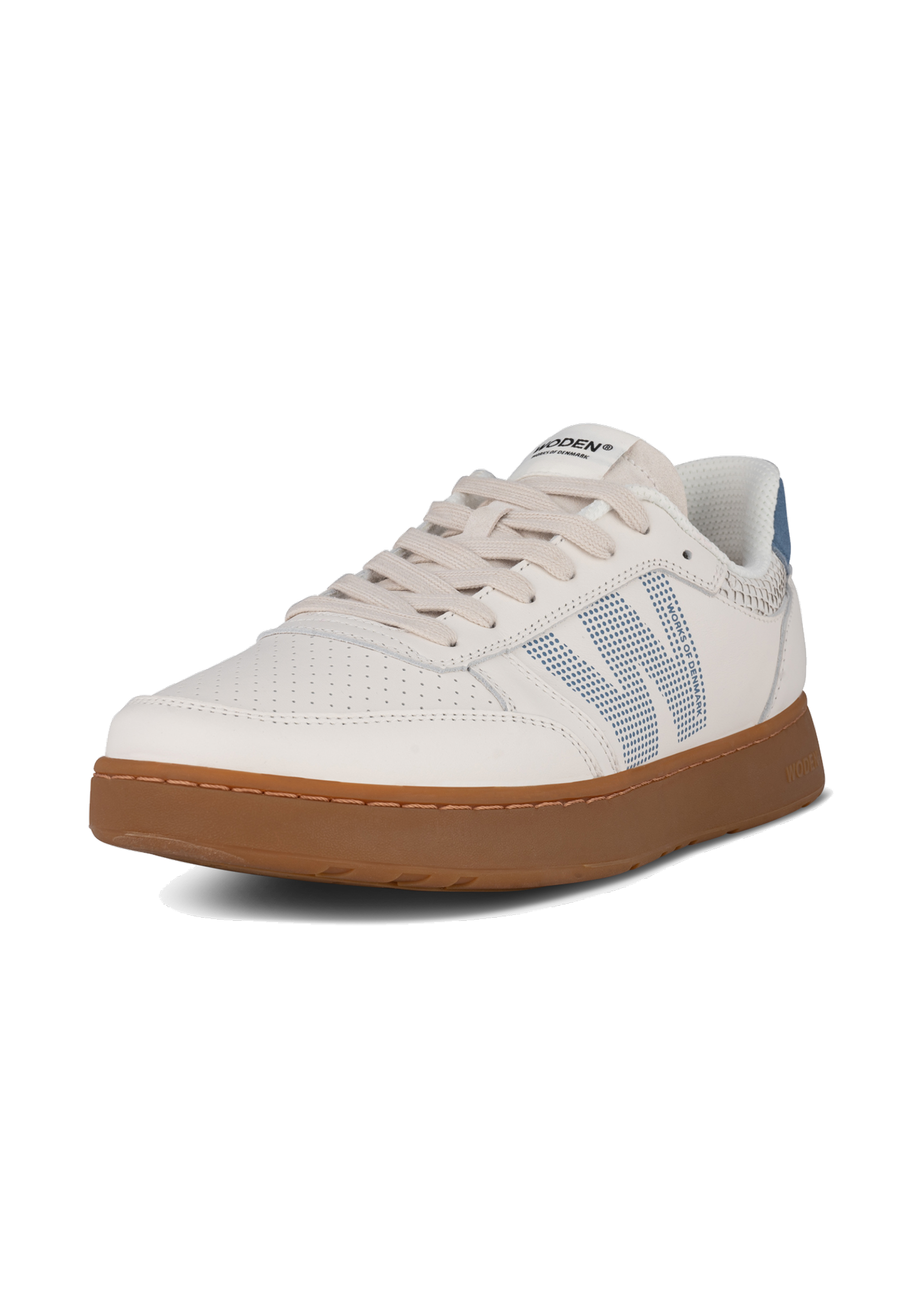 WODEN MENS Frode Leather Sneakers 187 Old Denim