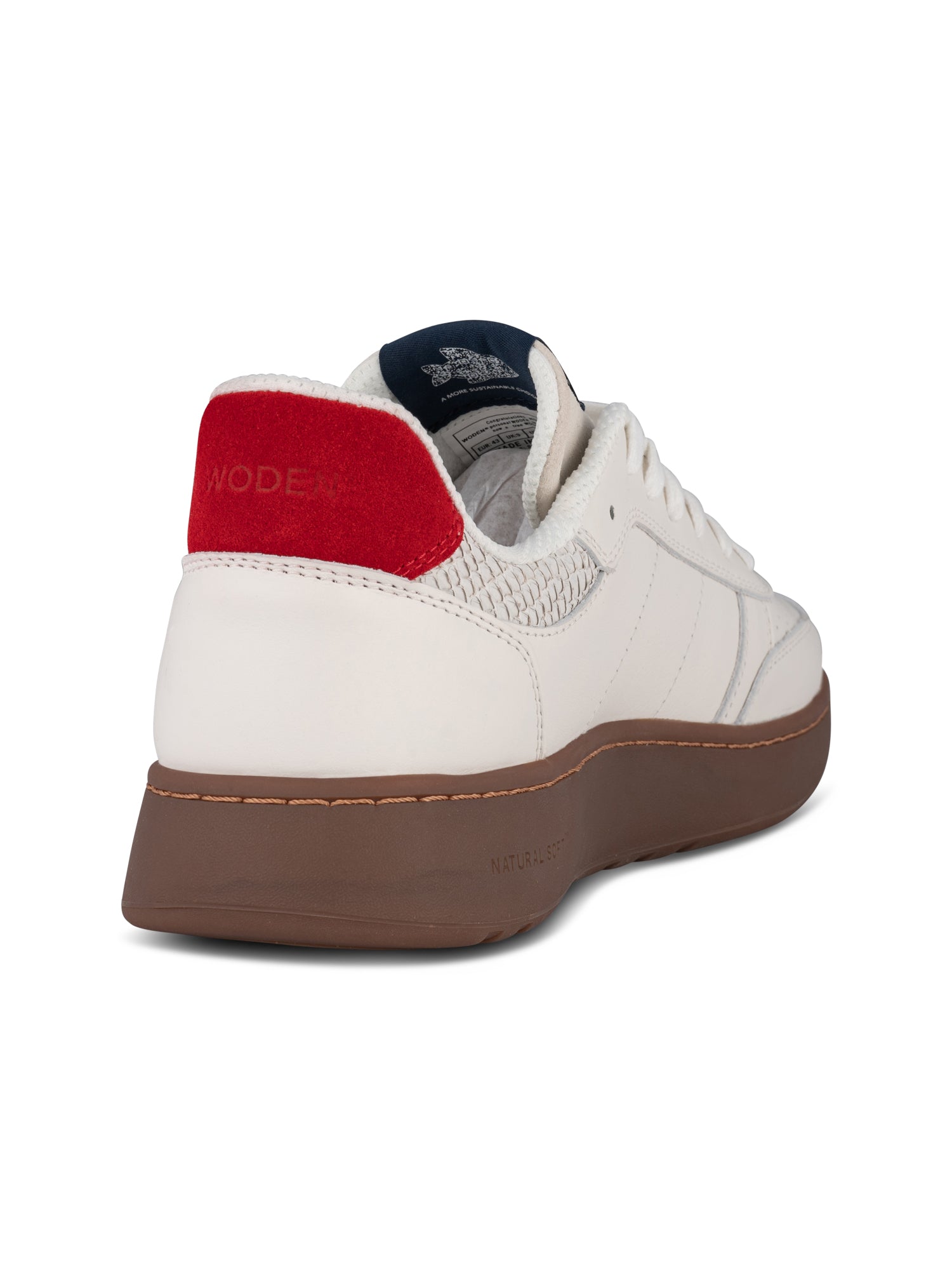 WODEN MENS Frode Leather Sneakers 413 Fire Red/Navy