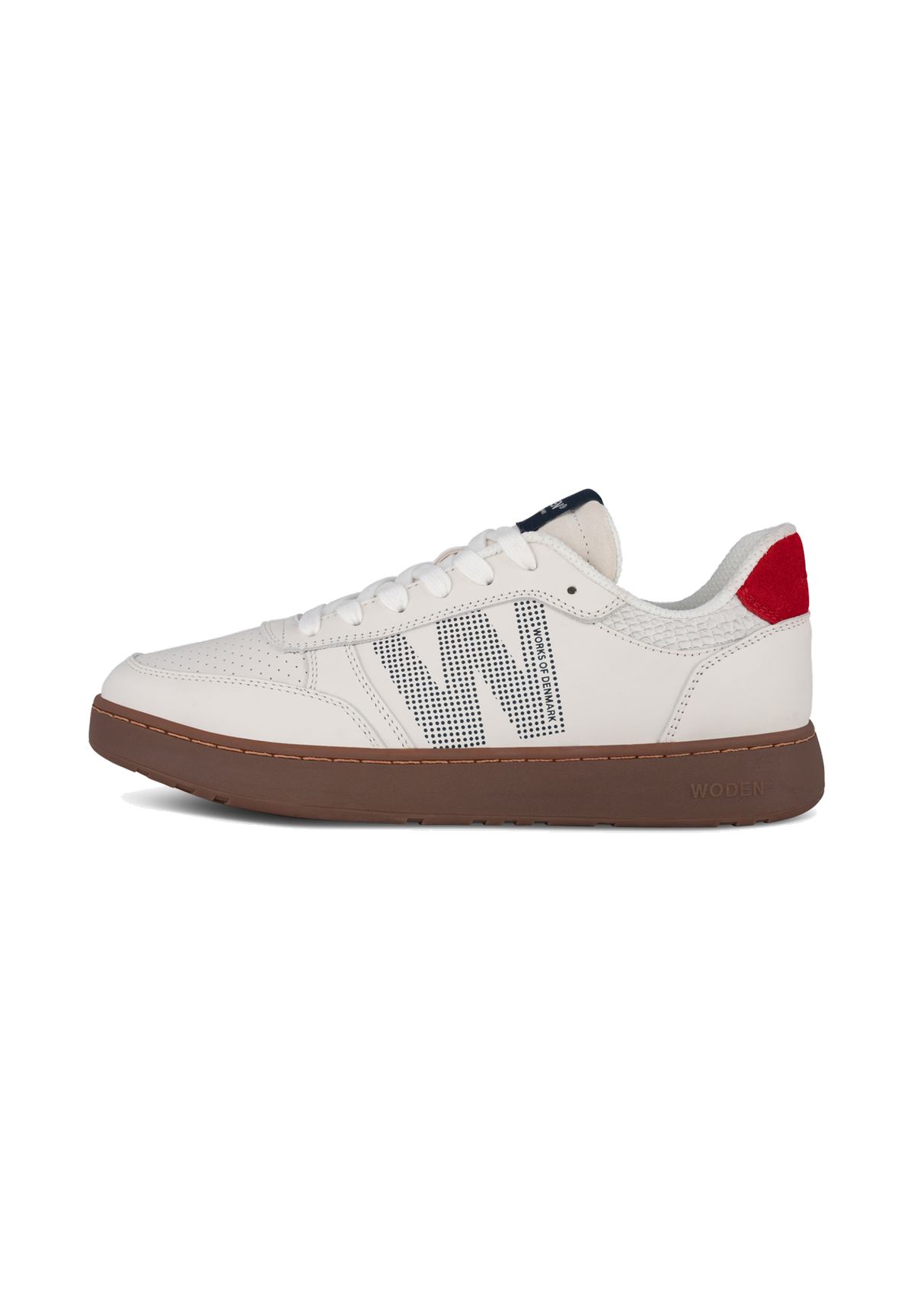 WODEN MENS Frode Leather Sneakers 413 Fire Red/Navy