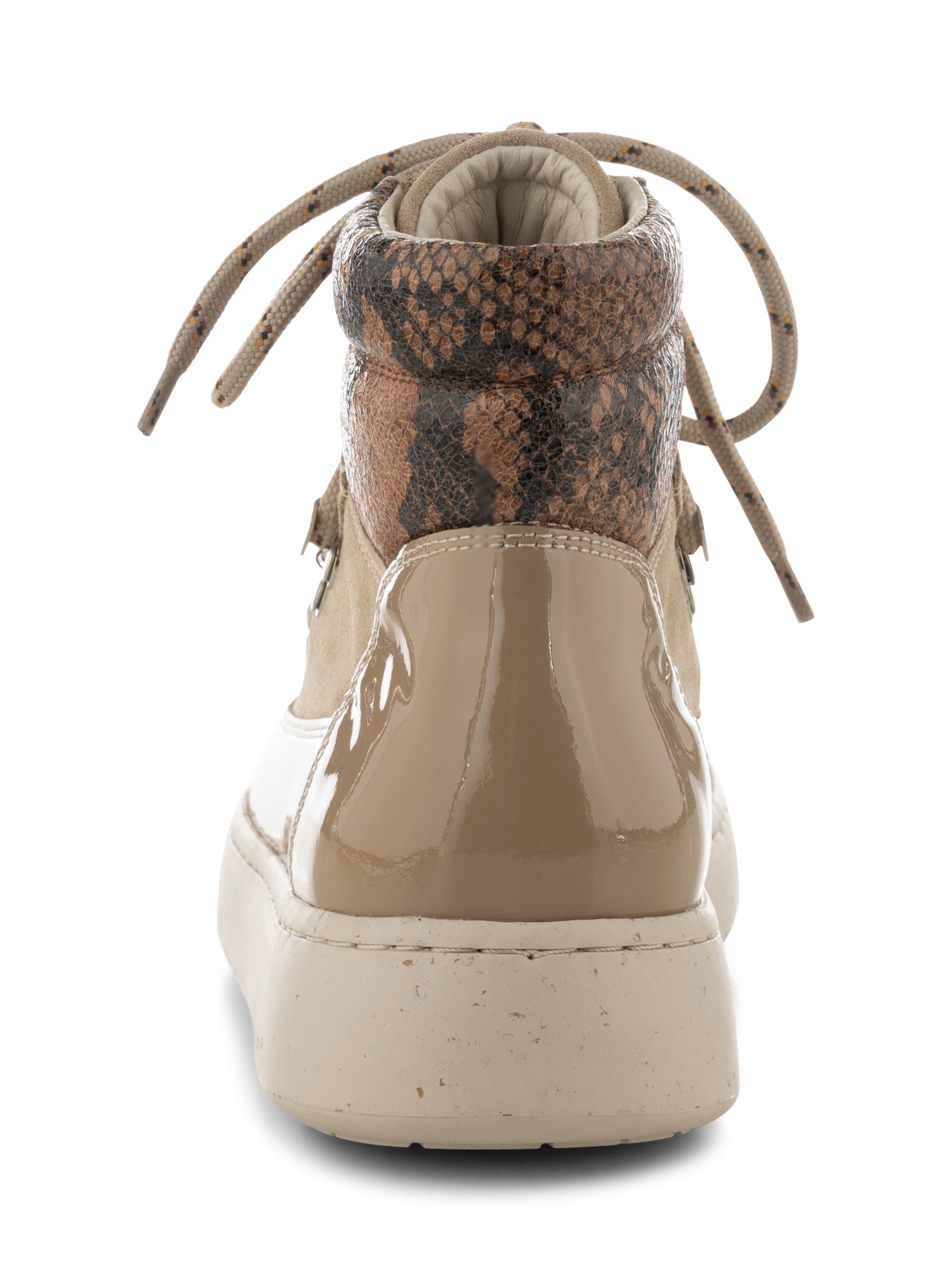 WODEN Iris Snake Patent Boots 852 Coffee Cream