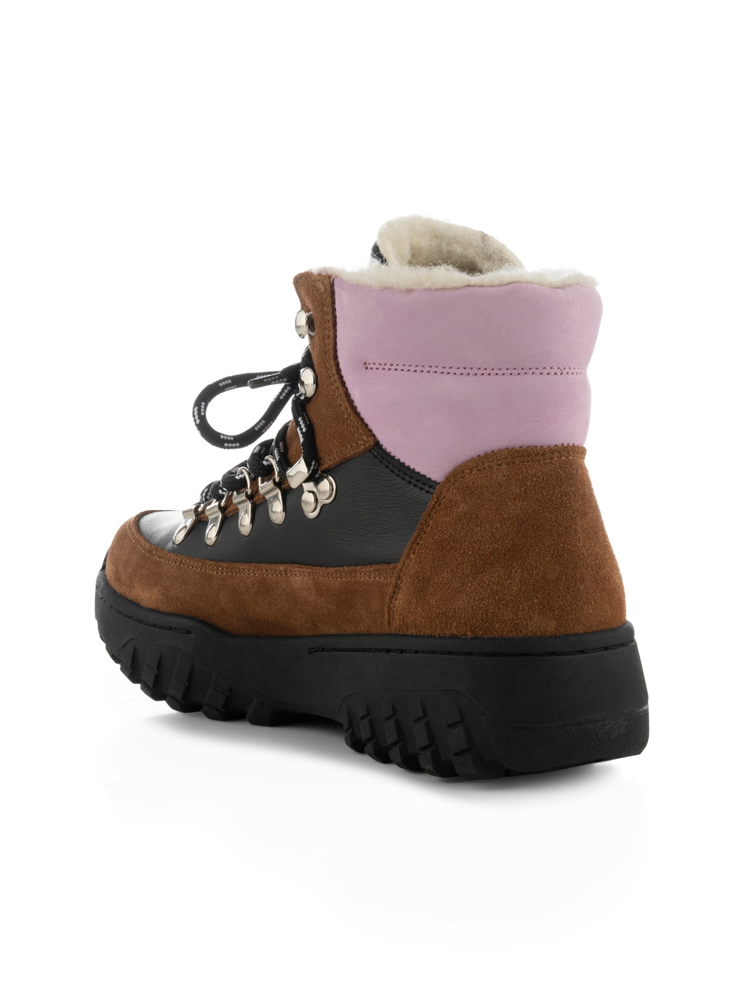 WODEN Iris Track Leather Suede Boots 163 Black/Brown
