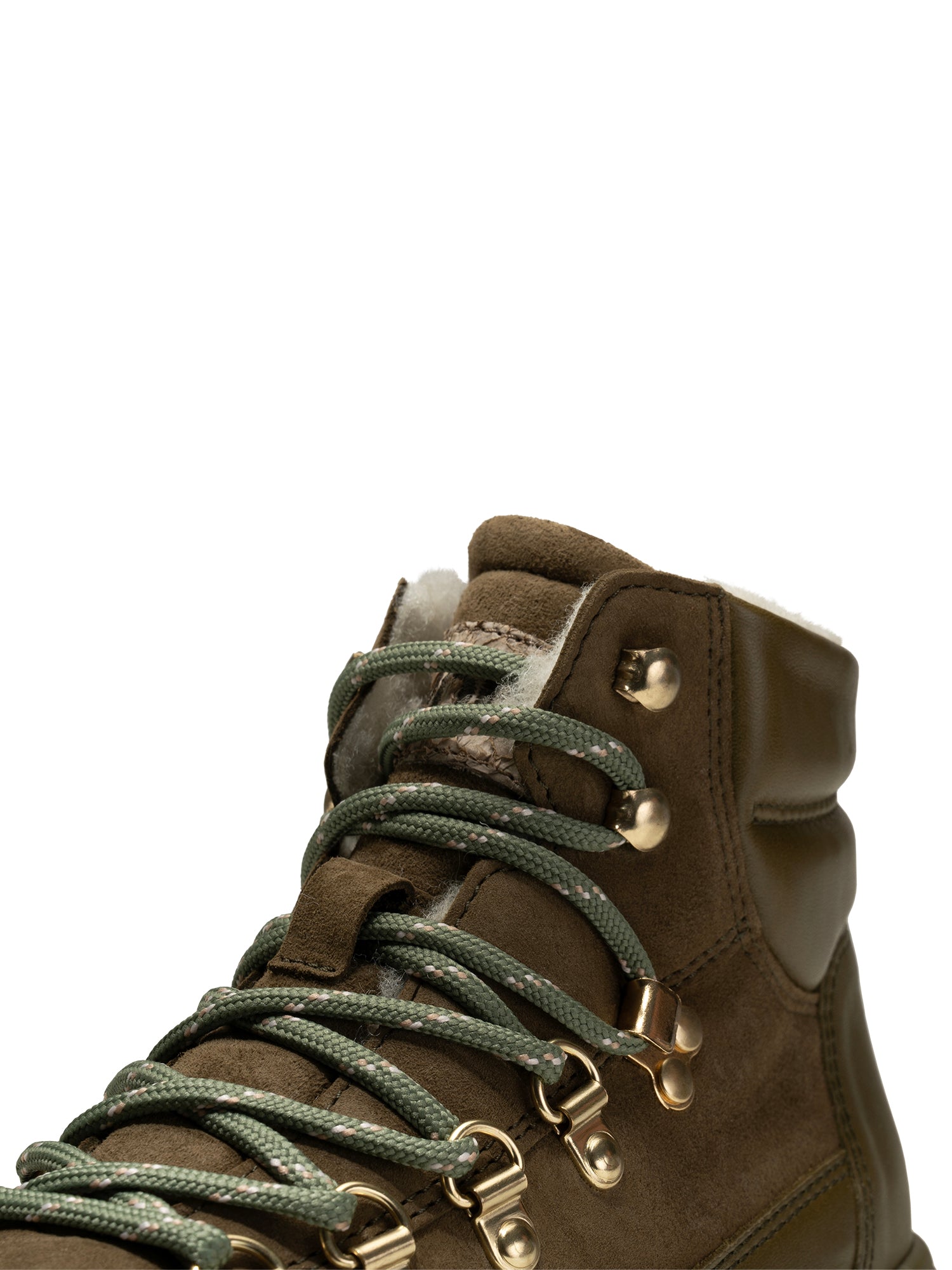 WODEN Iris Track Leather Suede Boots 971 Cypress/Dark Olive