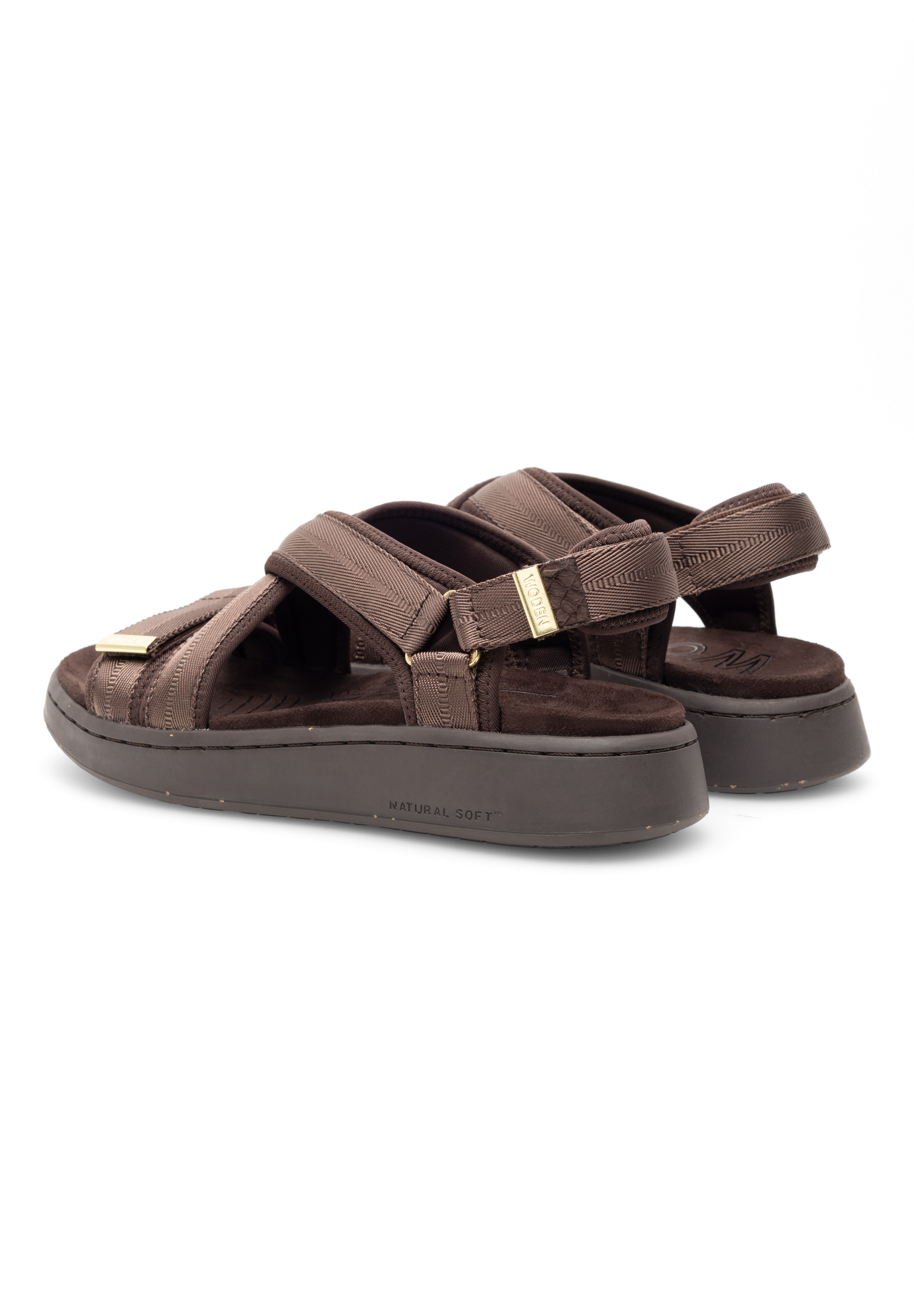 WODEN Line Cross Sandals 063 Chocolate