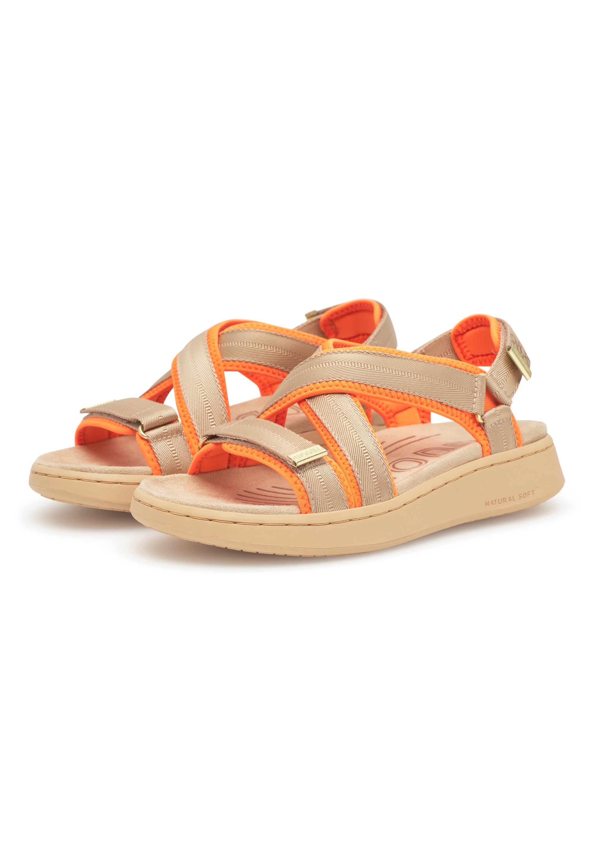 WODEN Line Cross Sandals 852 Coffee Cream