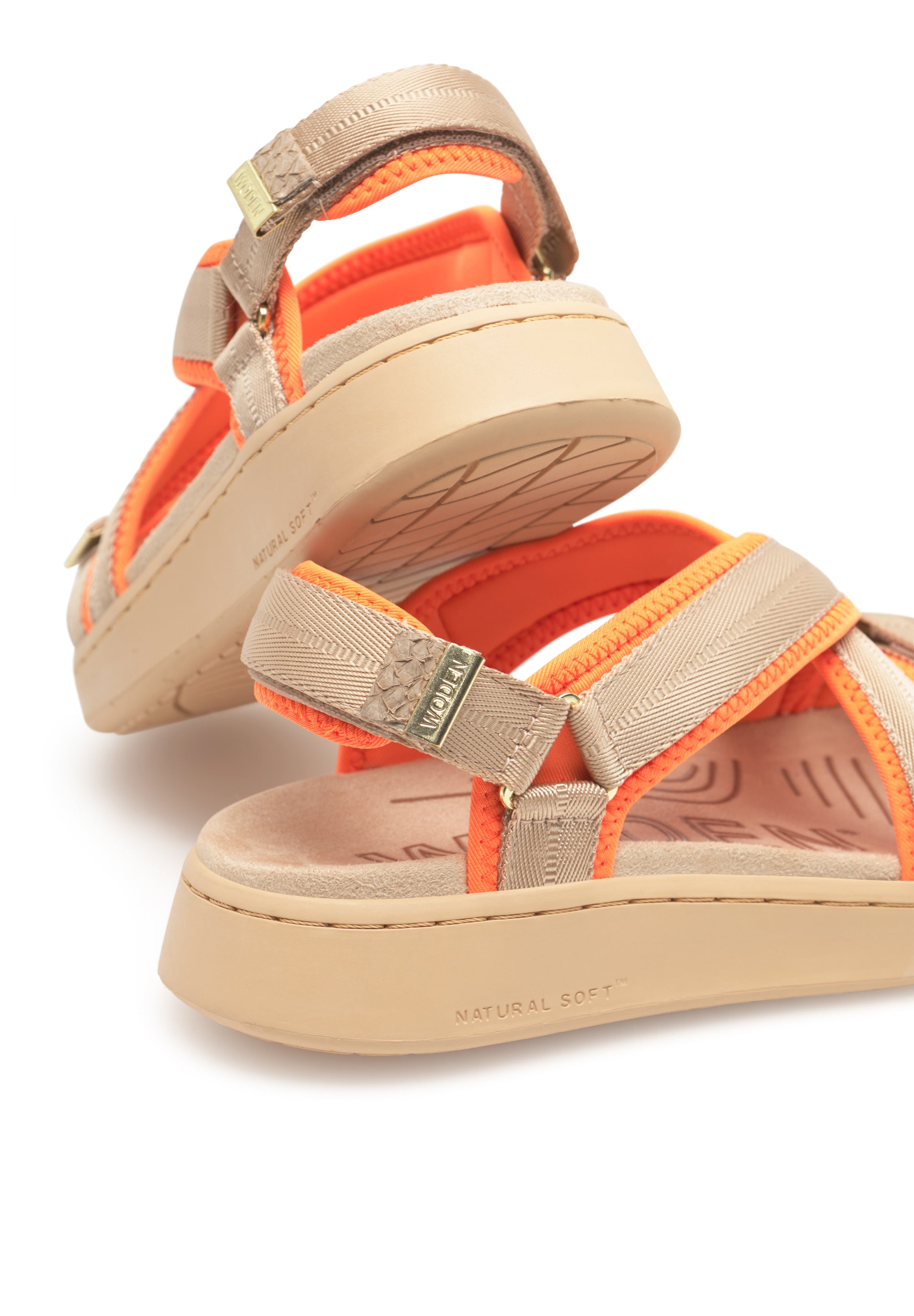 WODEN Line Cross Sandals 852 Coffee Cream