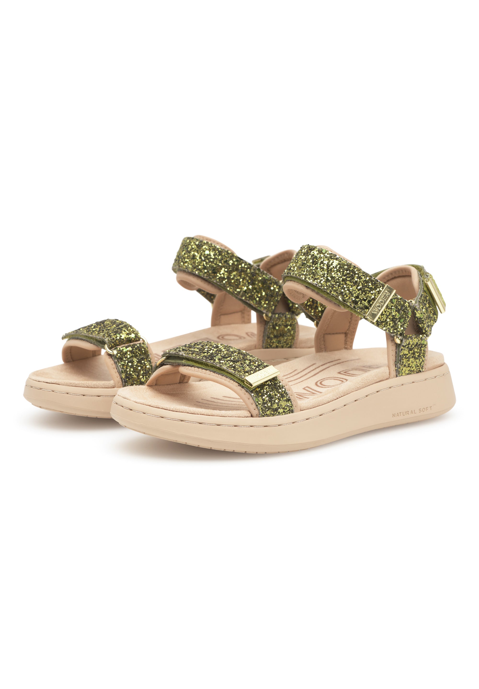 WODEN Line Glitter Sandals 279 Bambus Green