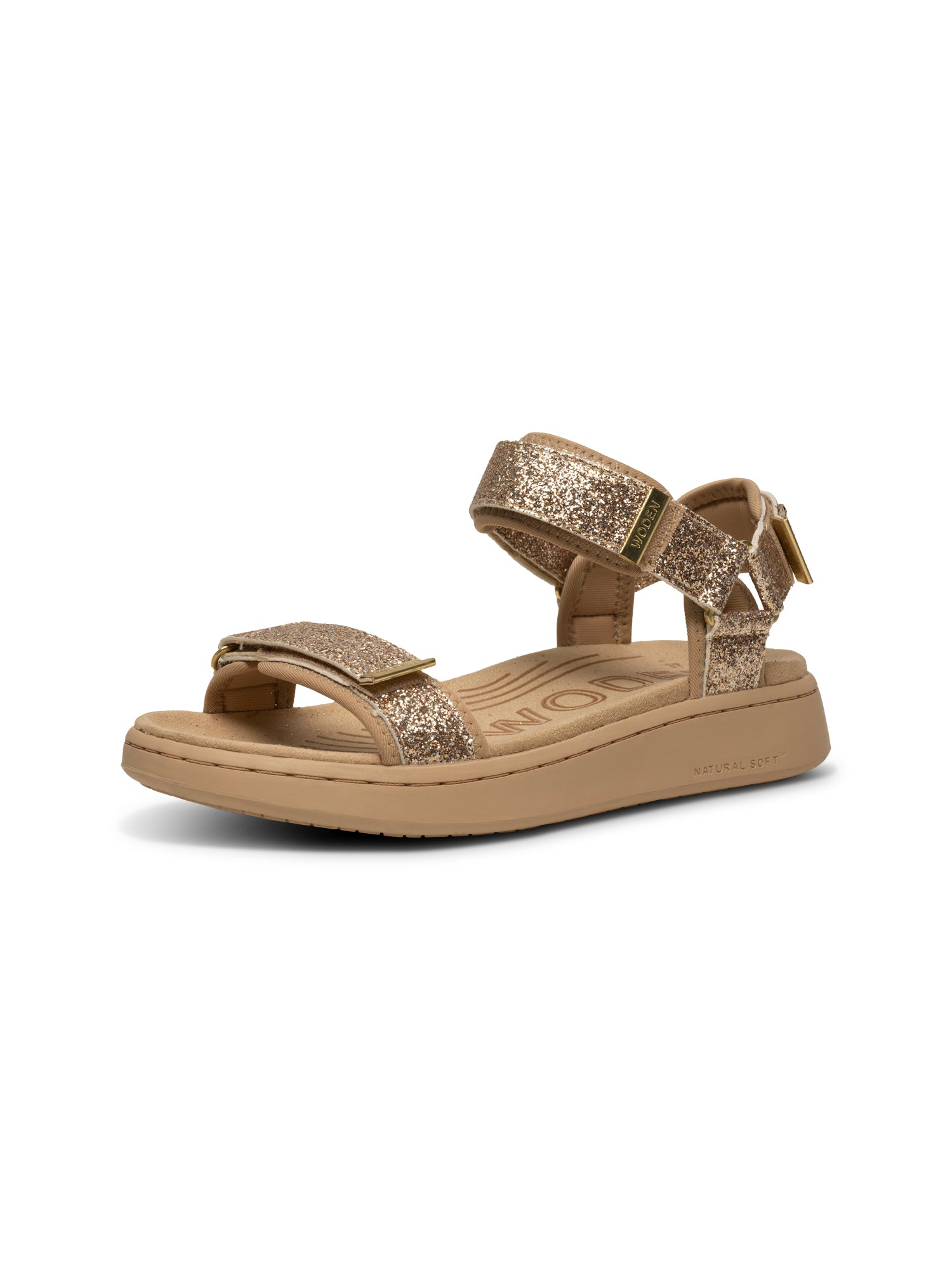 WODEN Line Glitter Sandals 852 Coffee Cream