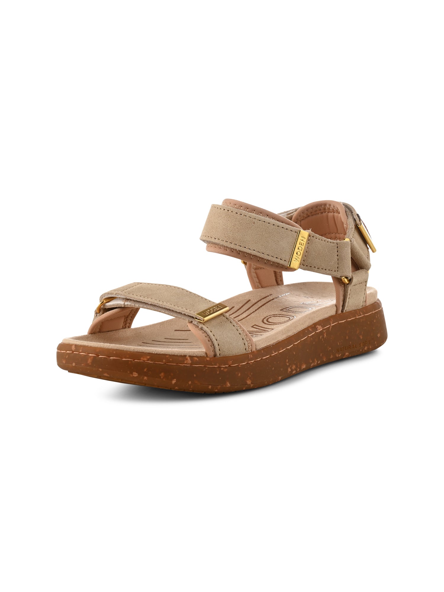 WODEN Line Suede Sandals 705 Beige
