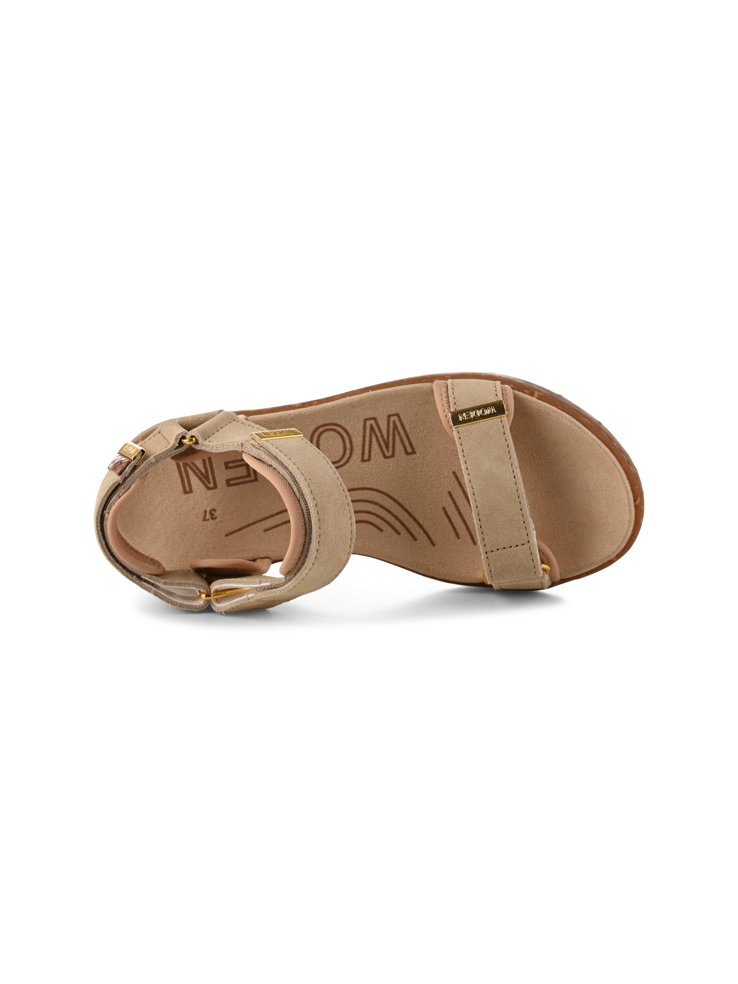 WODEN Line Suede Sandals 705 Beige
