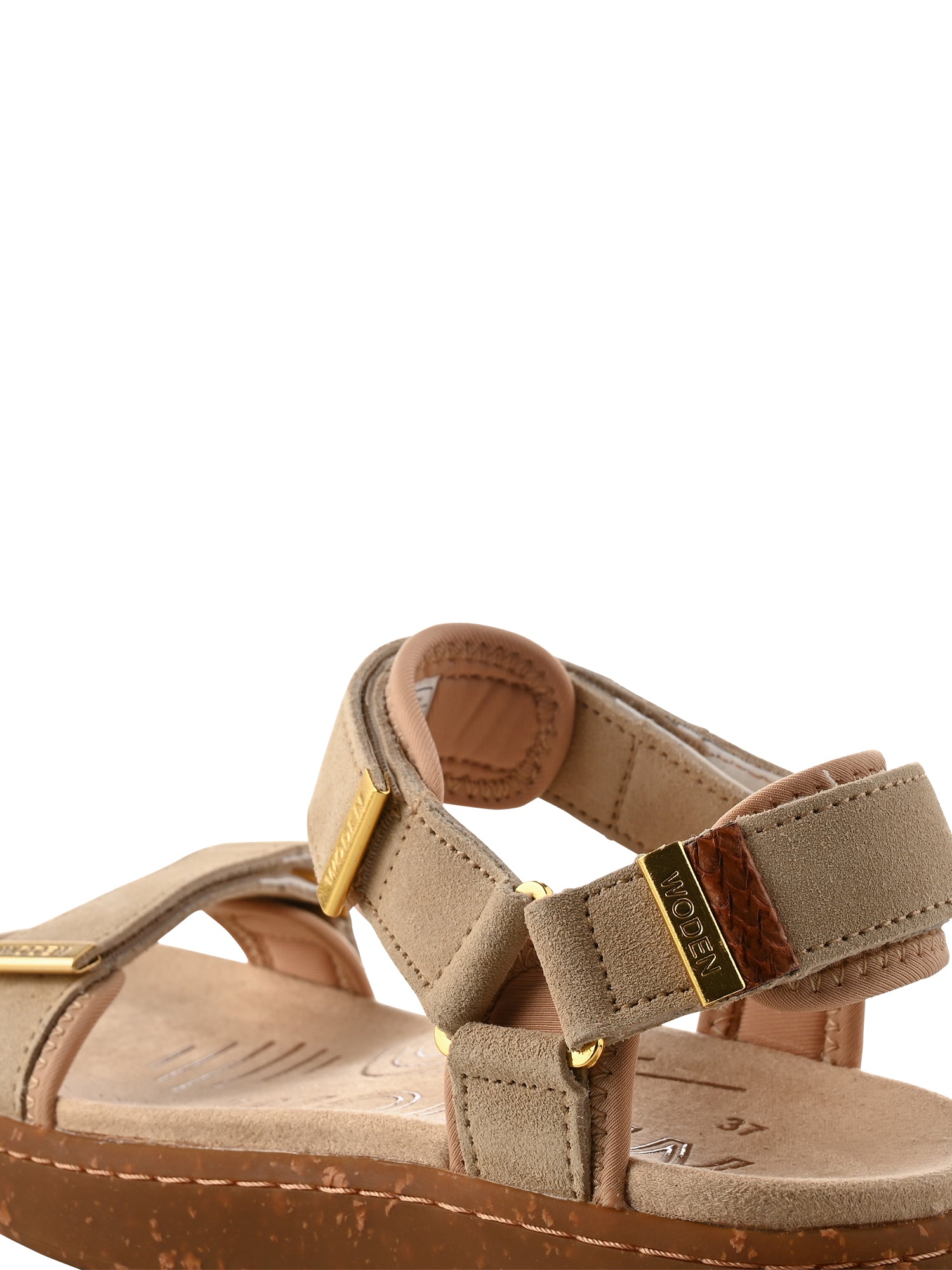 WODEN Line Suede Sandals 705 Beige