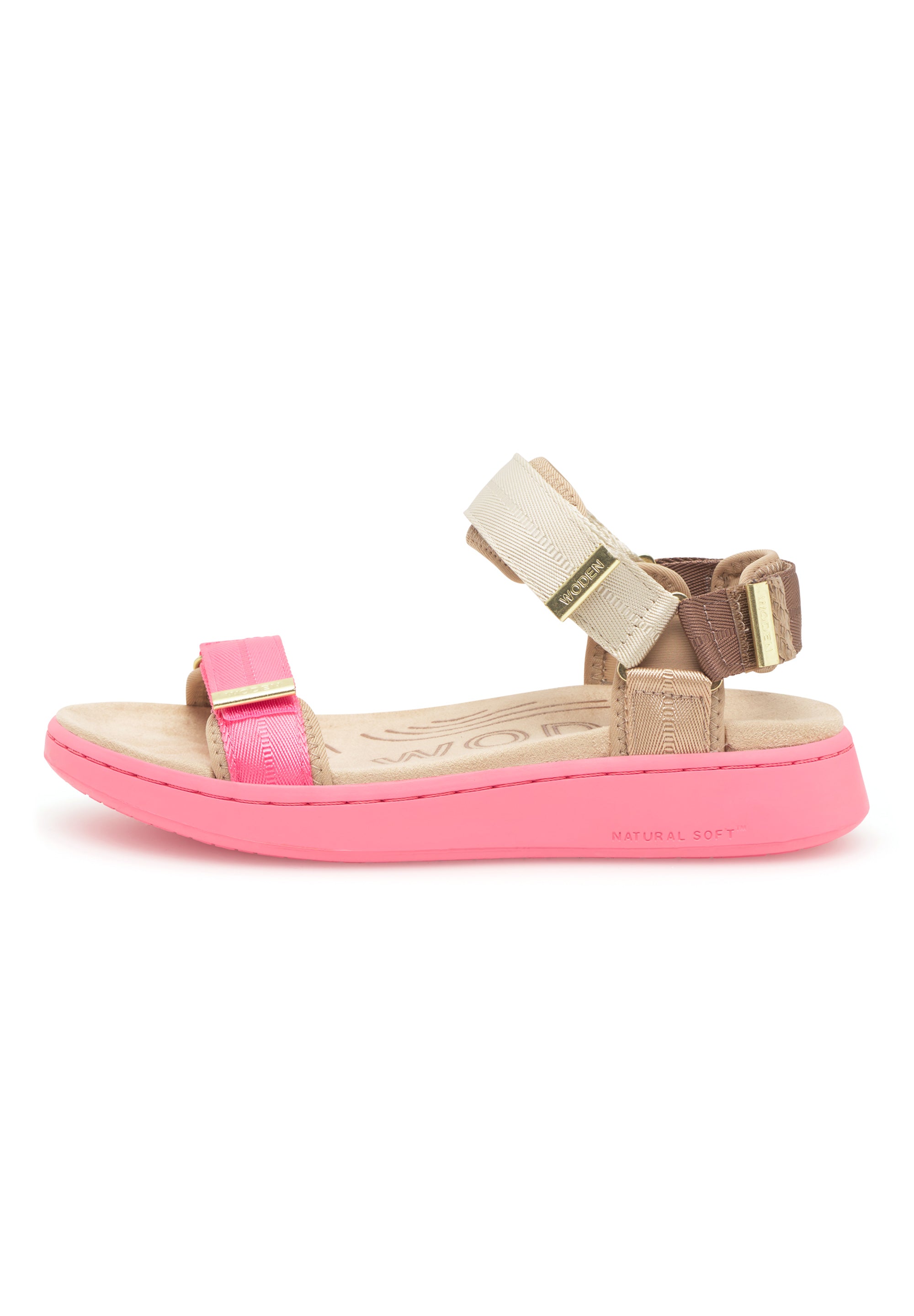 WODEN Line Tricolor Sandals 377 Raspberry Multi