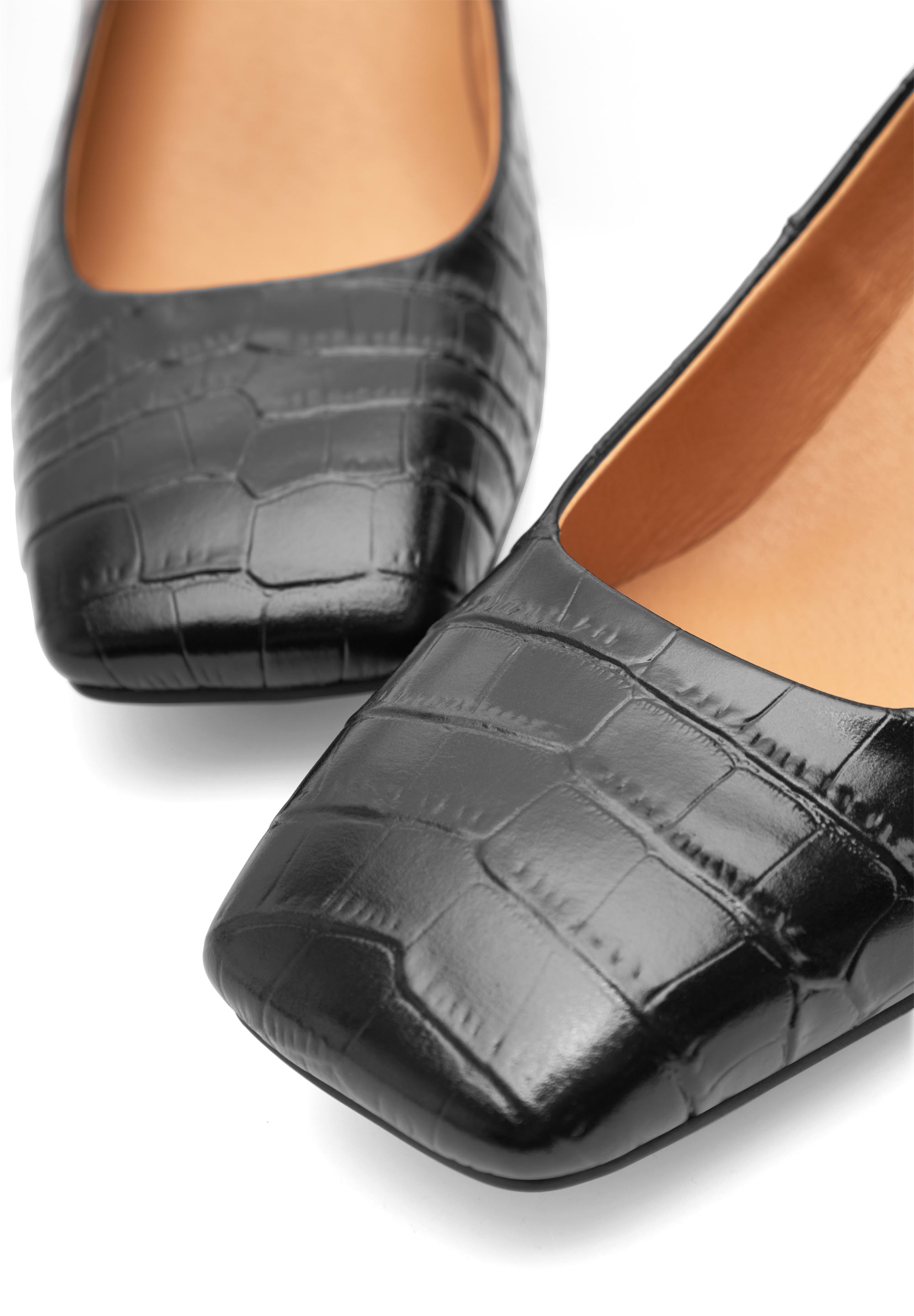WODEN STB WOMENS Marie Low Croco Heels 020 Black
