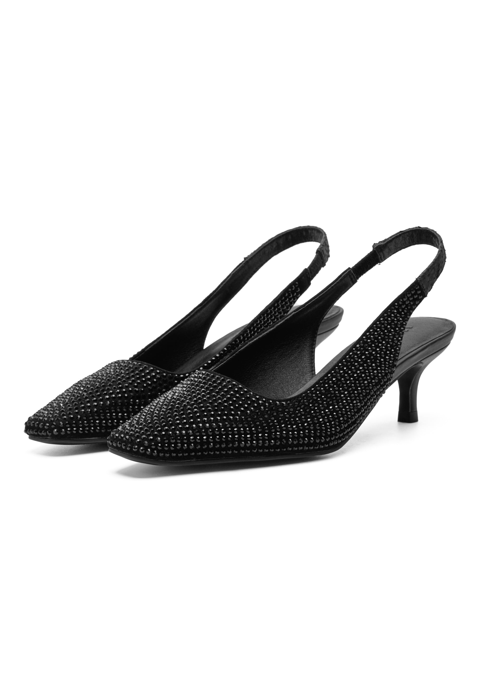 WODEN STB WOMENS Maxine Slingback Crystal Heels 021 Black/Black