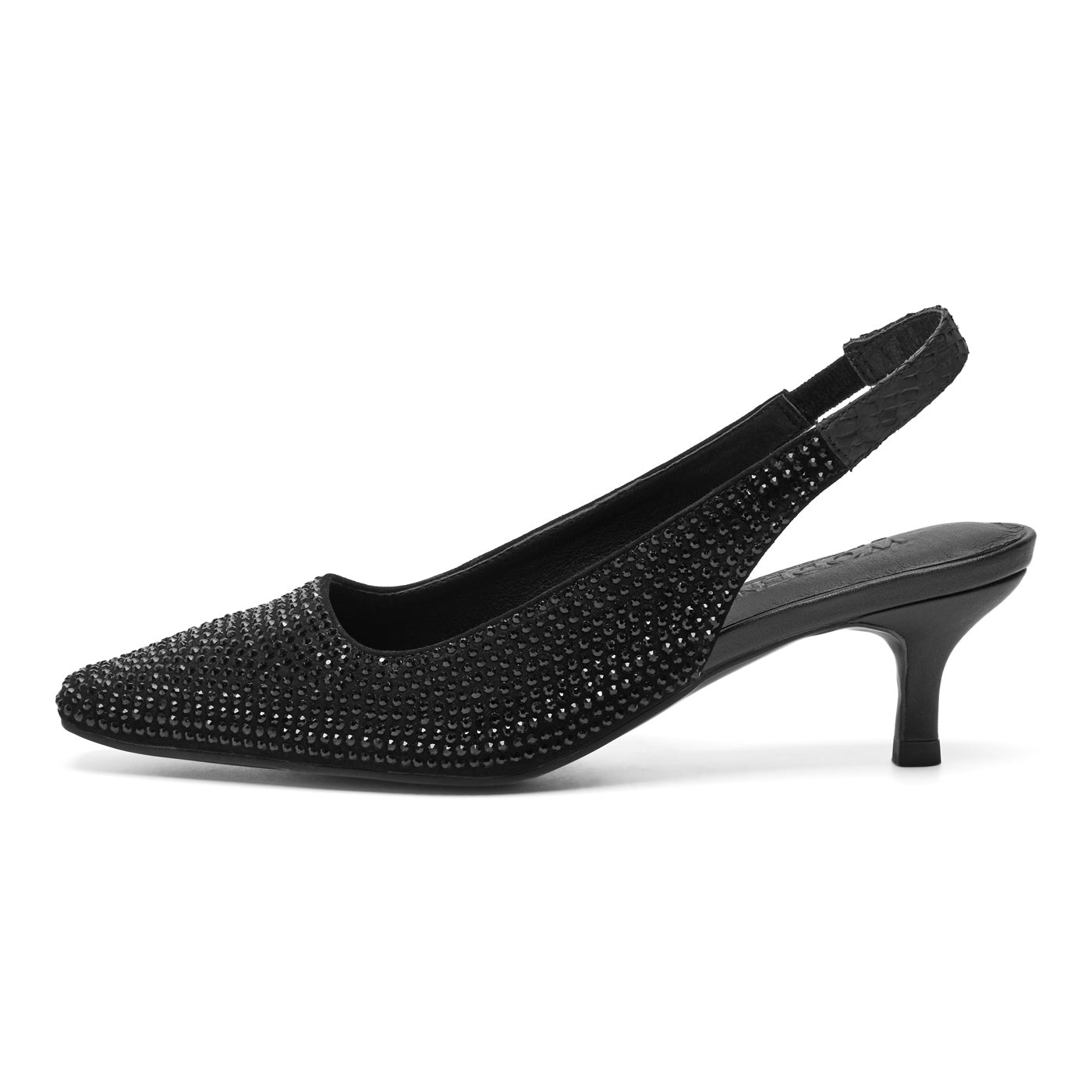 WODEN STB WOMENS Maxine Slingback Crystal Heels 021 Black/Black