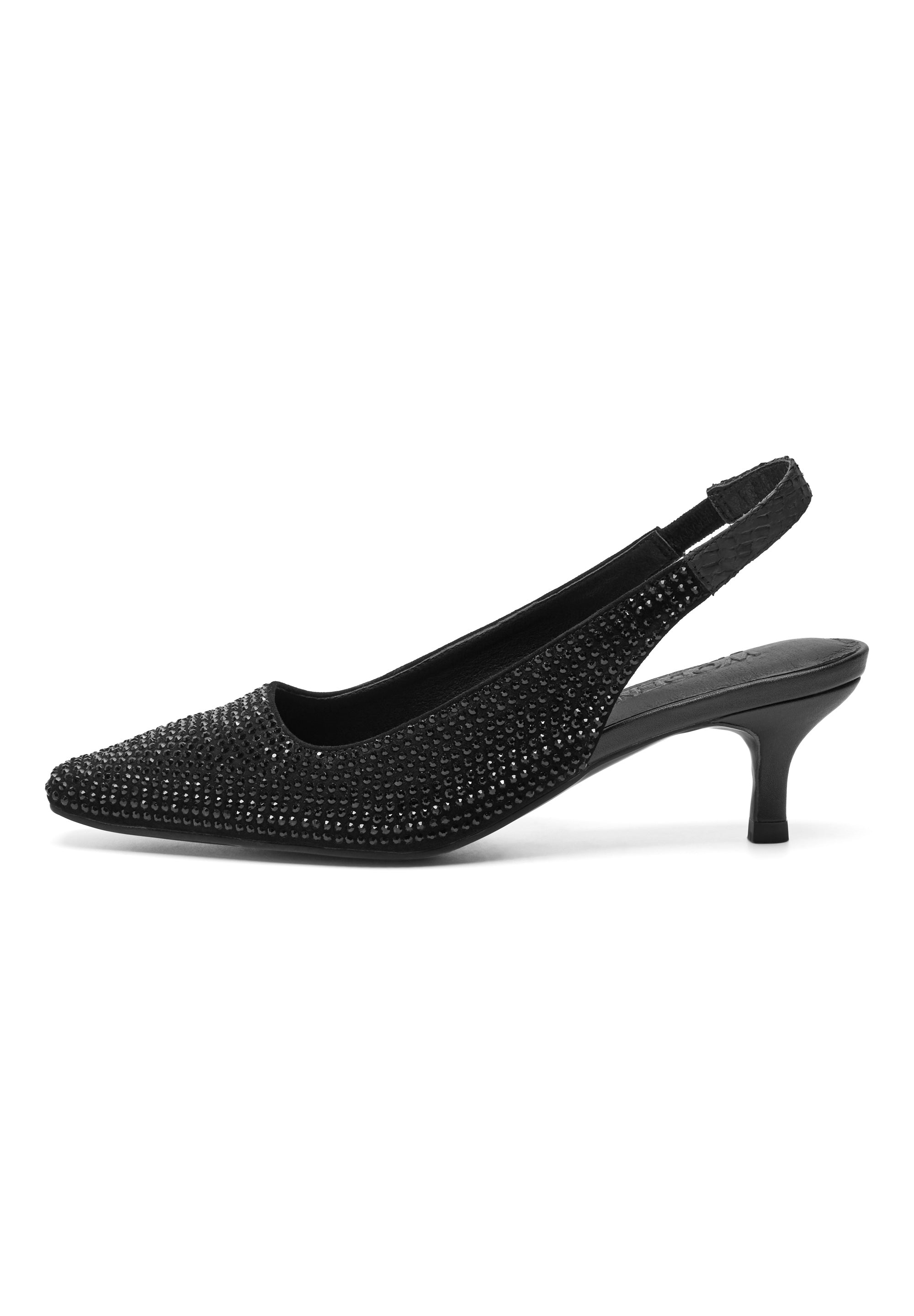 WODEN STB WOMENS Maxine Slingback Crystal Heels 021 Black/Black