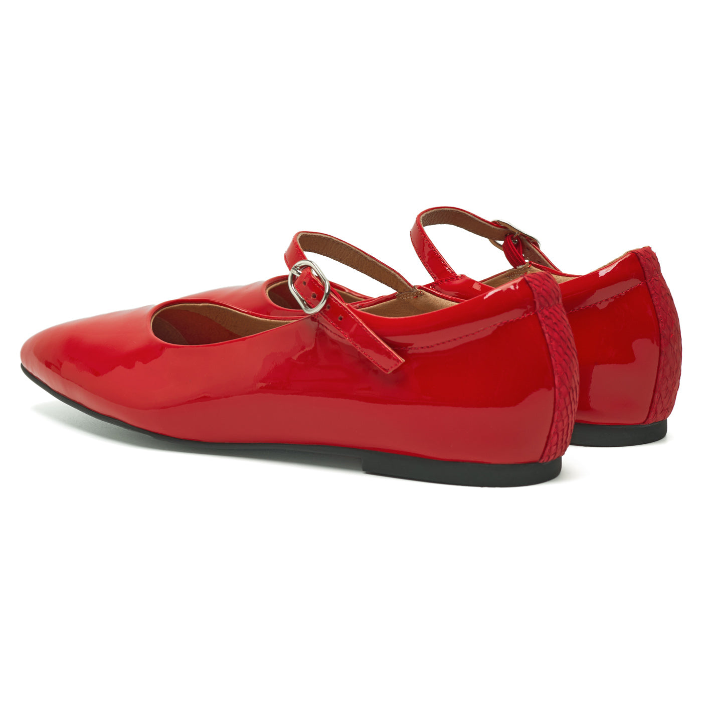 WODEN STB WOMENS Maya Patent Ballerina 123 Fire Red