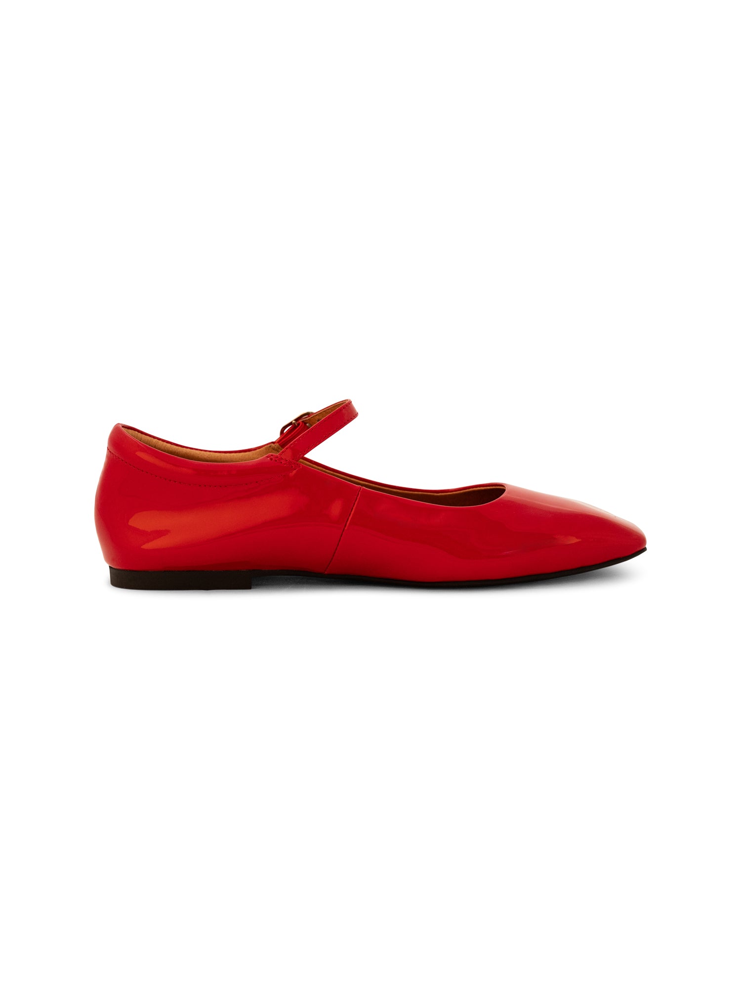 WODEN STB WOMENS Maya Patent Ballerina 123 Fire Red