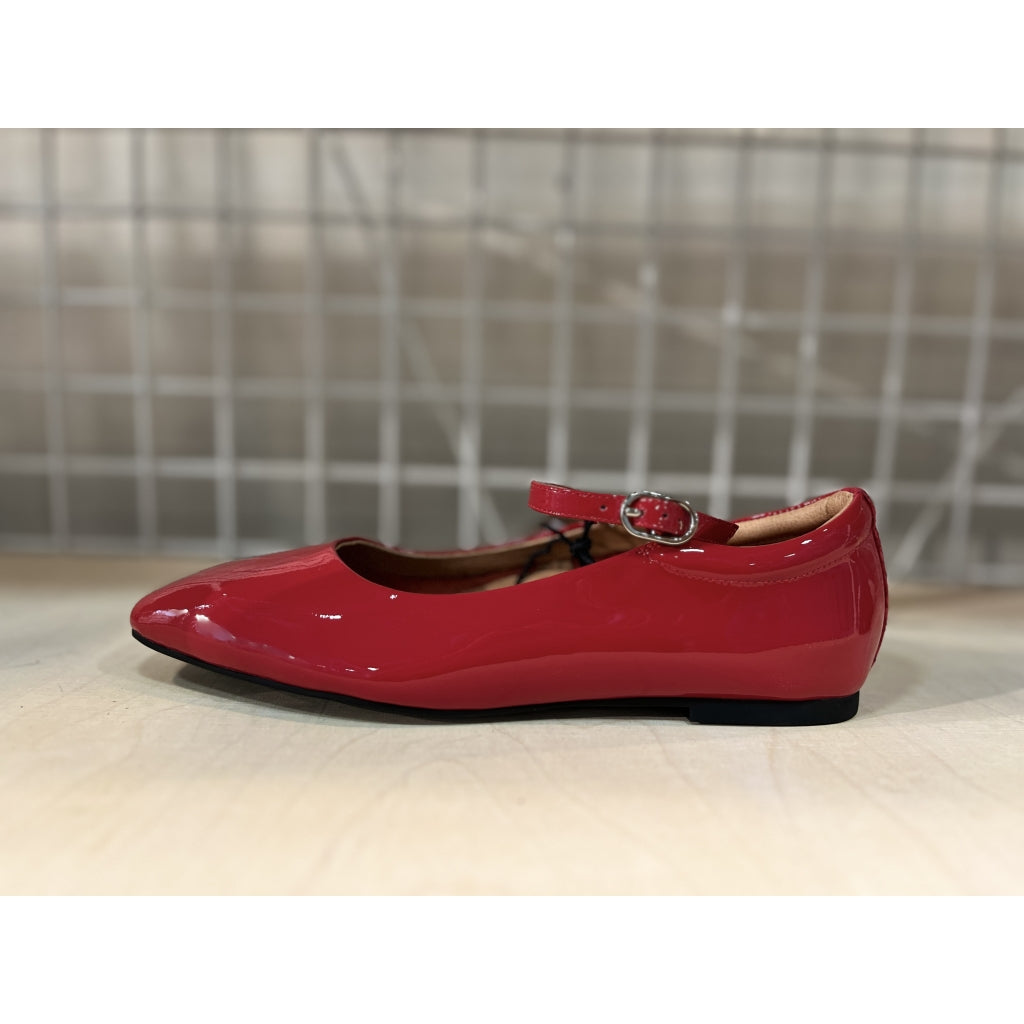 WODEN STB WOMENS Maya Patent Ballerina 123 Fire Red