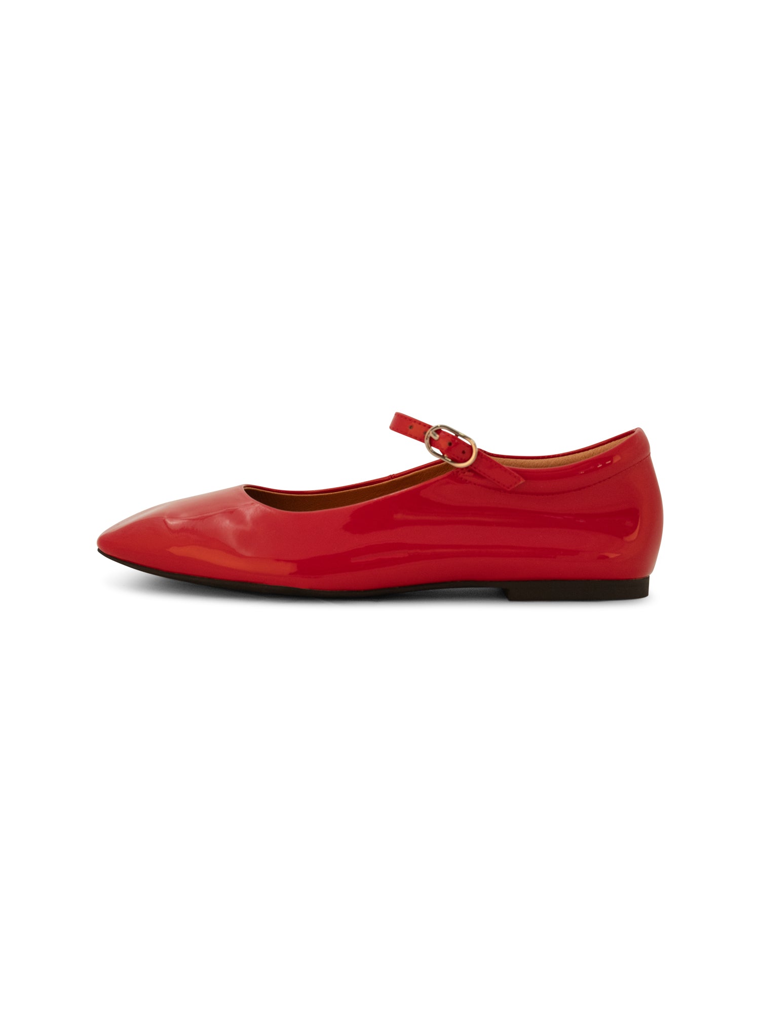 WODEN STB WOMENS Maya Patent Ballerina 123 Fire Red