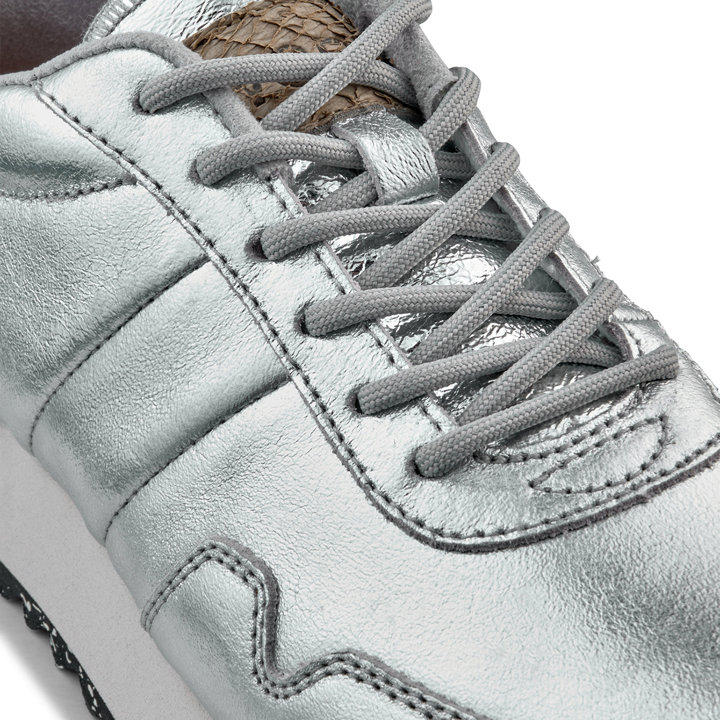 WODEN Nora III Plateau Metallic Leather  Sneakers 039 Silver