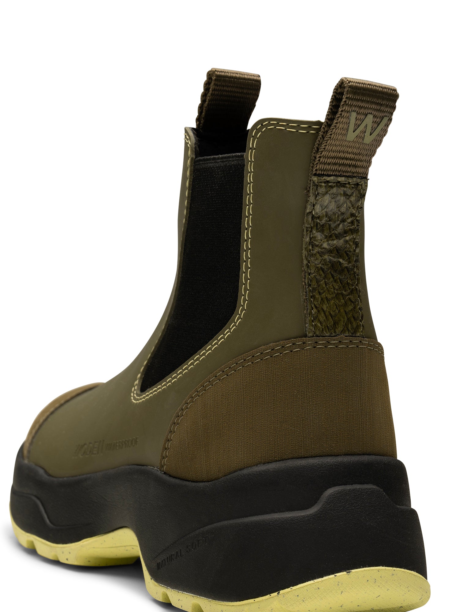WODEN Siri Waterproof Rubber Boots 1001 Dark Olive/Pale Lime