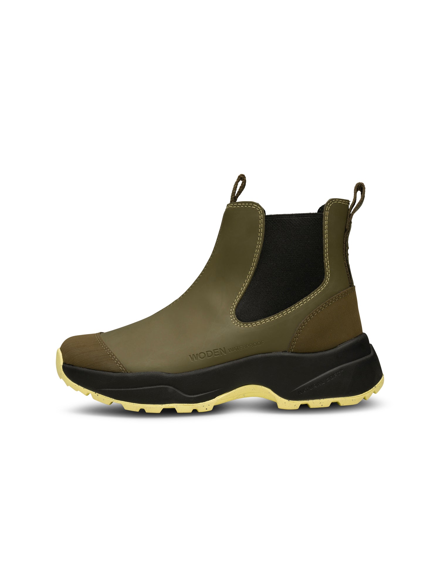WODEN Siri Waterproof Rubber Boots 1001 Dark Olive/Pale Lime