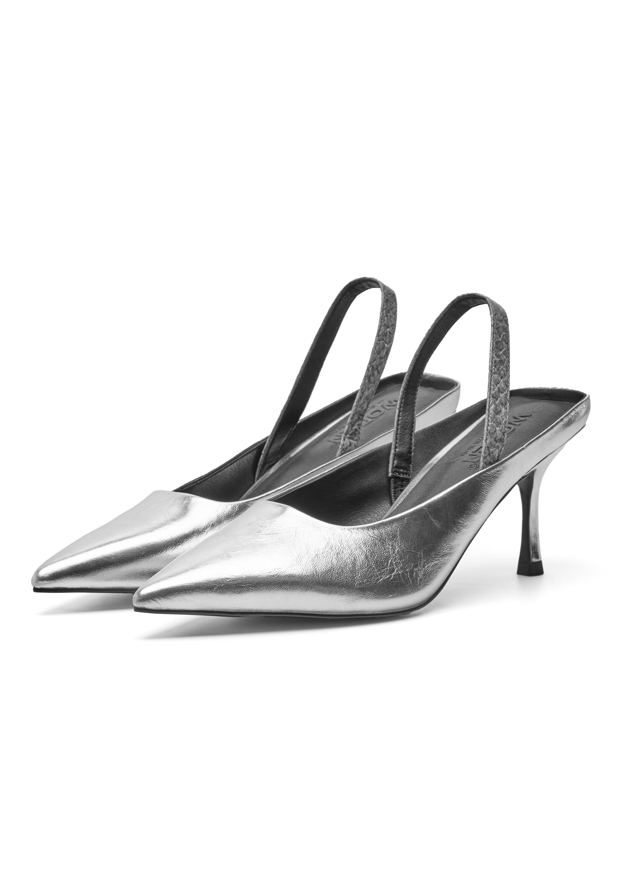 WODEN STB WOMENS Sophie Metallic Heels 039 Silver