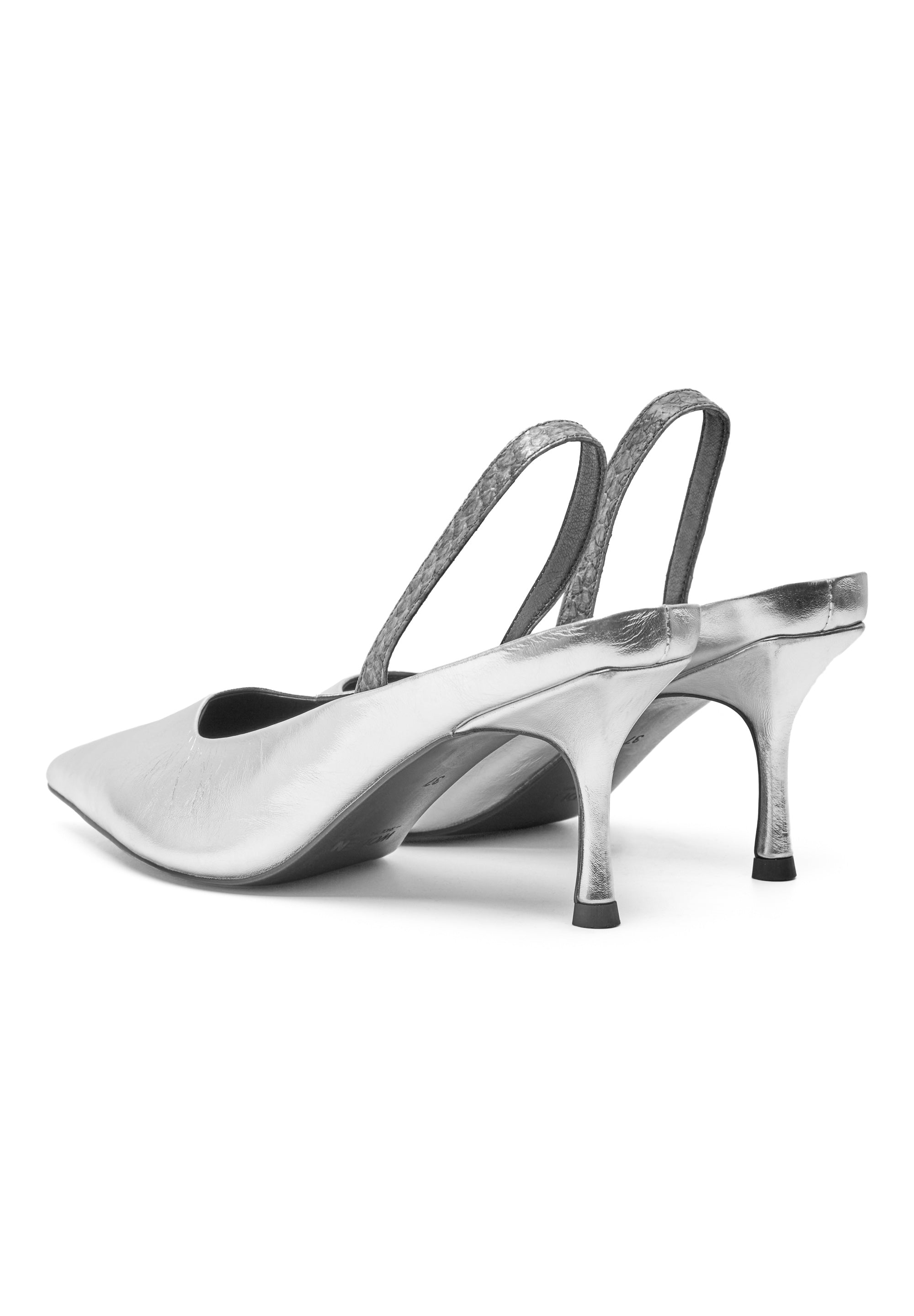 WODEN STB WOMENS Sophie Metallic Heels 039 Silver