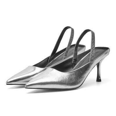 WODEN STB WOMENS Sophie Metallic Heels 039 Silver