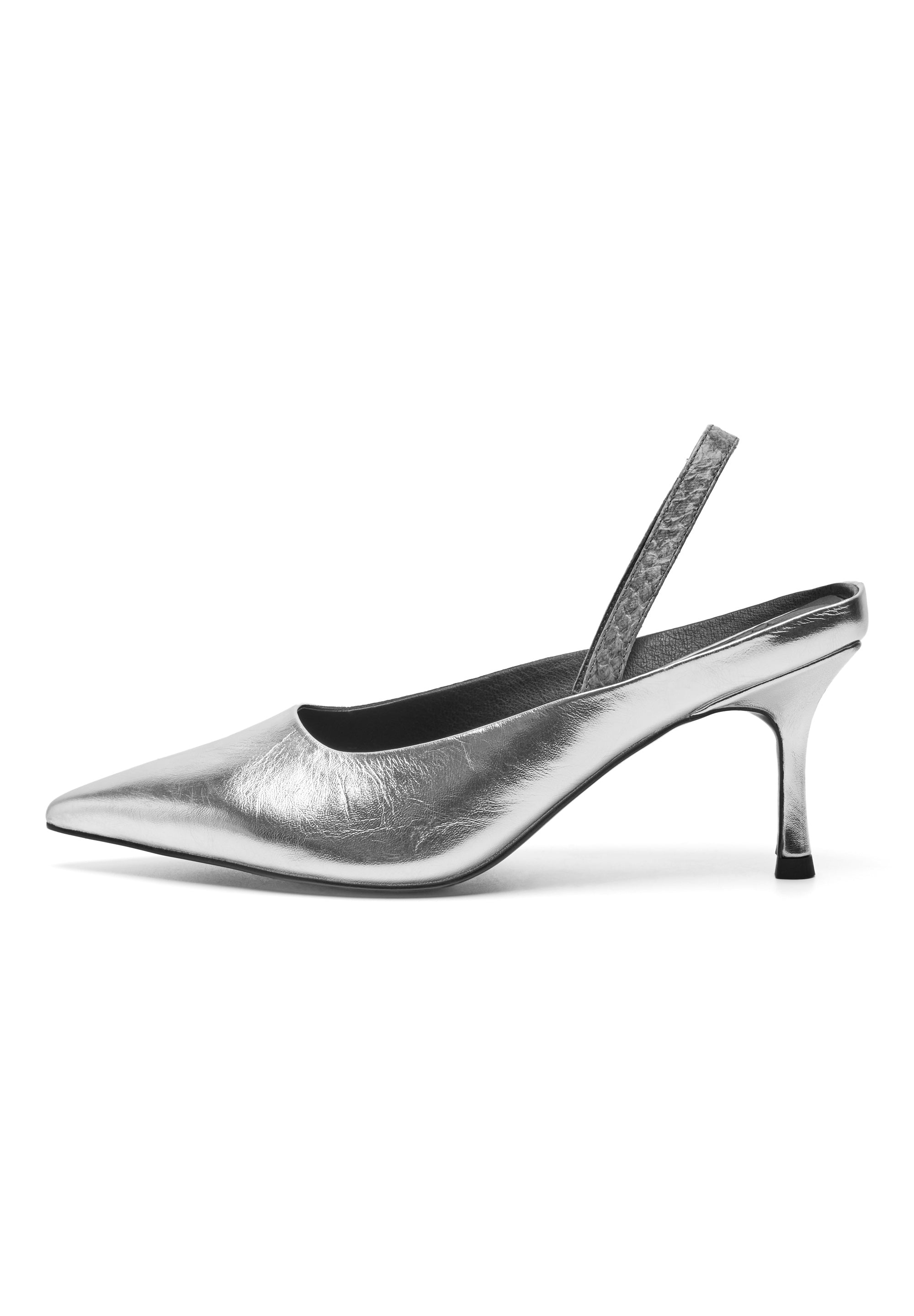 WODEN STB WOMENS Sophie Metallic Heels 039 Silver