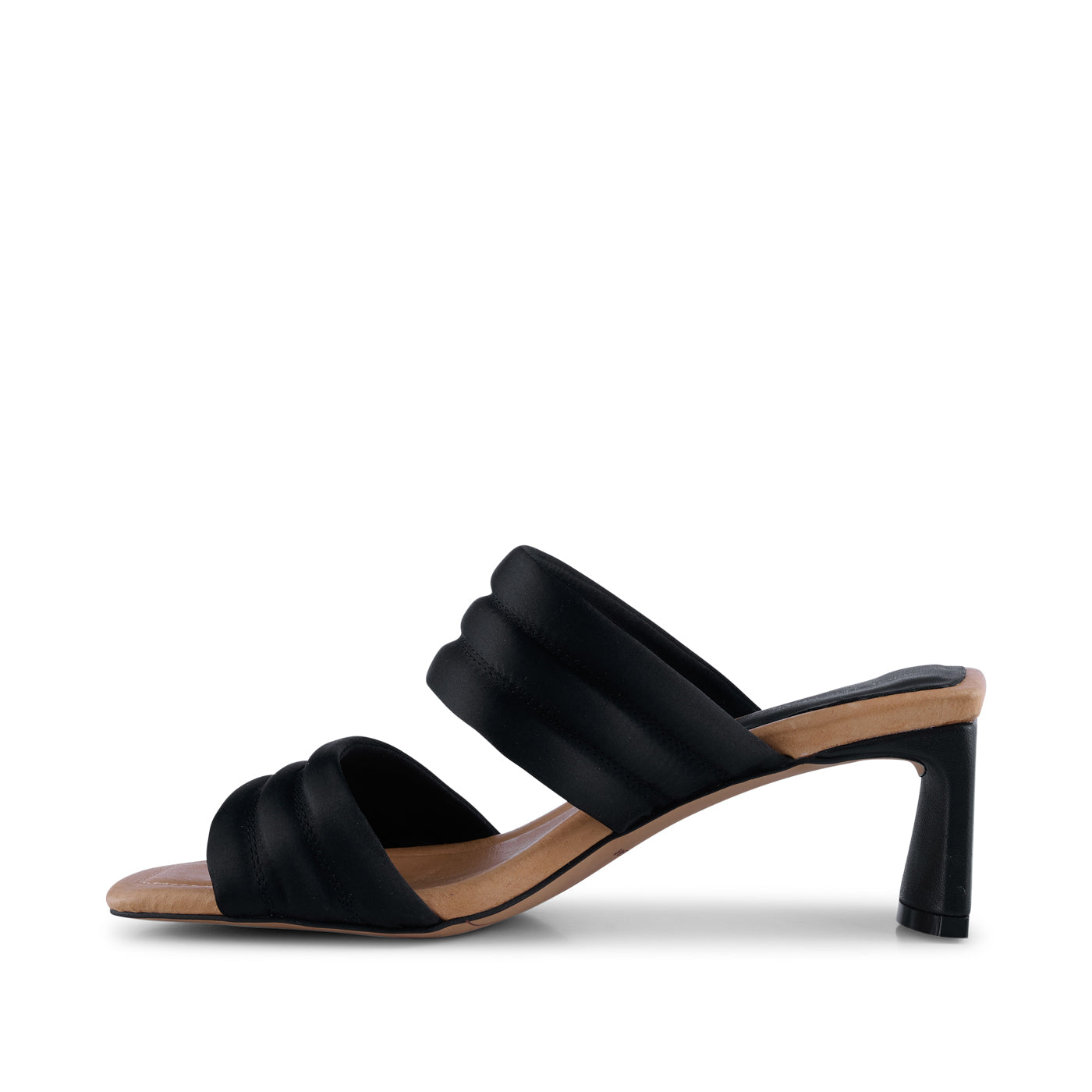 SHOE THE BEAR WOMENS Sylvi hæl tekstil Heel Sandals 821 BLACK SATIN