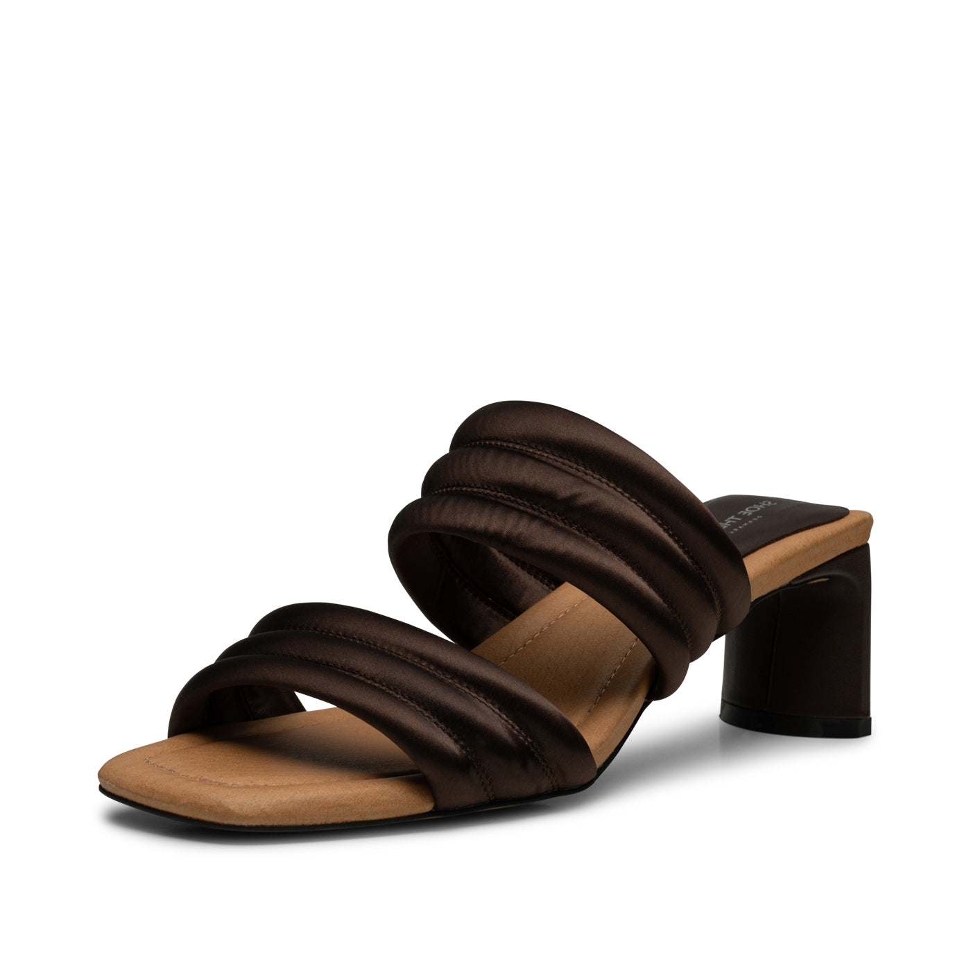 SHOE THE BEAR WOMENS Sylvi hæl tekstil Heel Sandals 869 BROWN SATIN