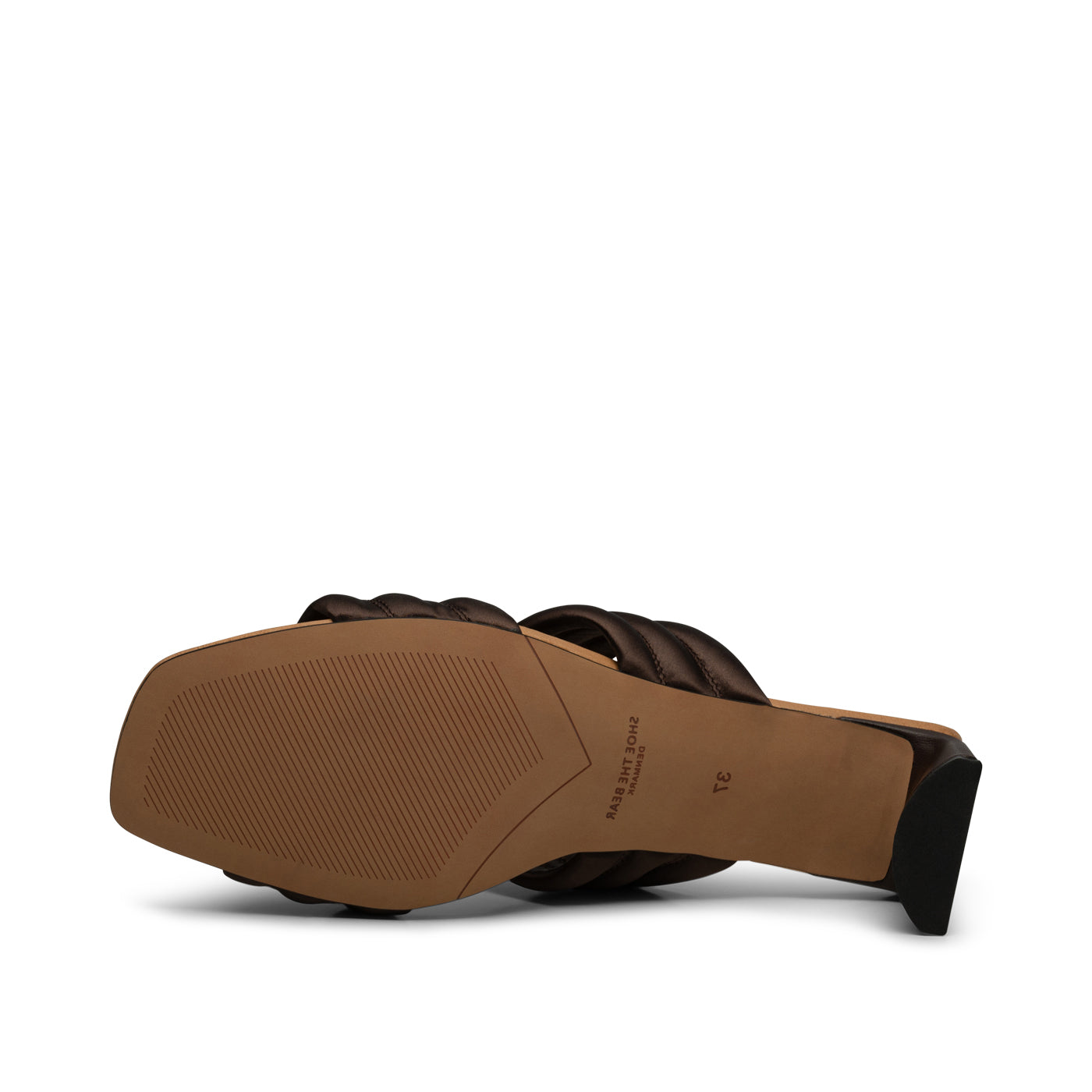 SHOE THE BEAR WOMENS Sylvi hæl tekstil Heel Sandals 869 BROWN SATIN