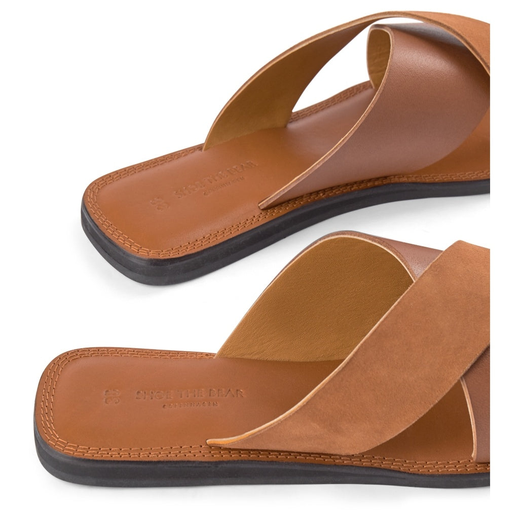 SHOE THE BEAR WOMENS Tao Slide Flat Sandals 135 TAN