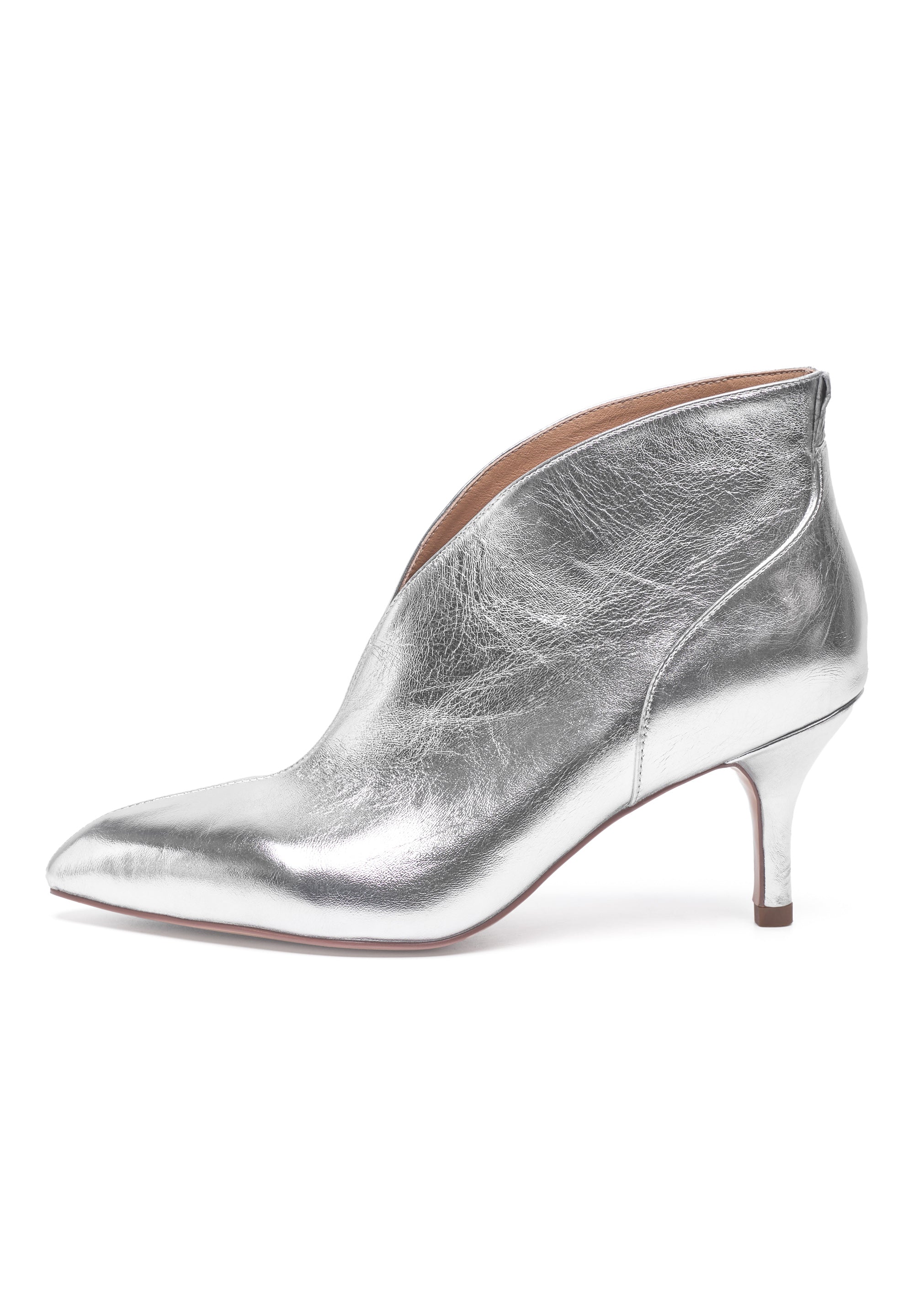 WODEN STB WOMENS Valentine Low Cut Metallic Heels 039 Silver
