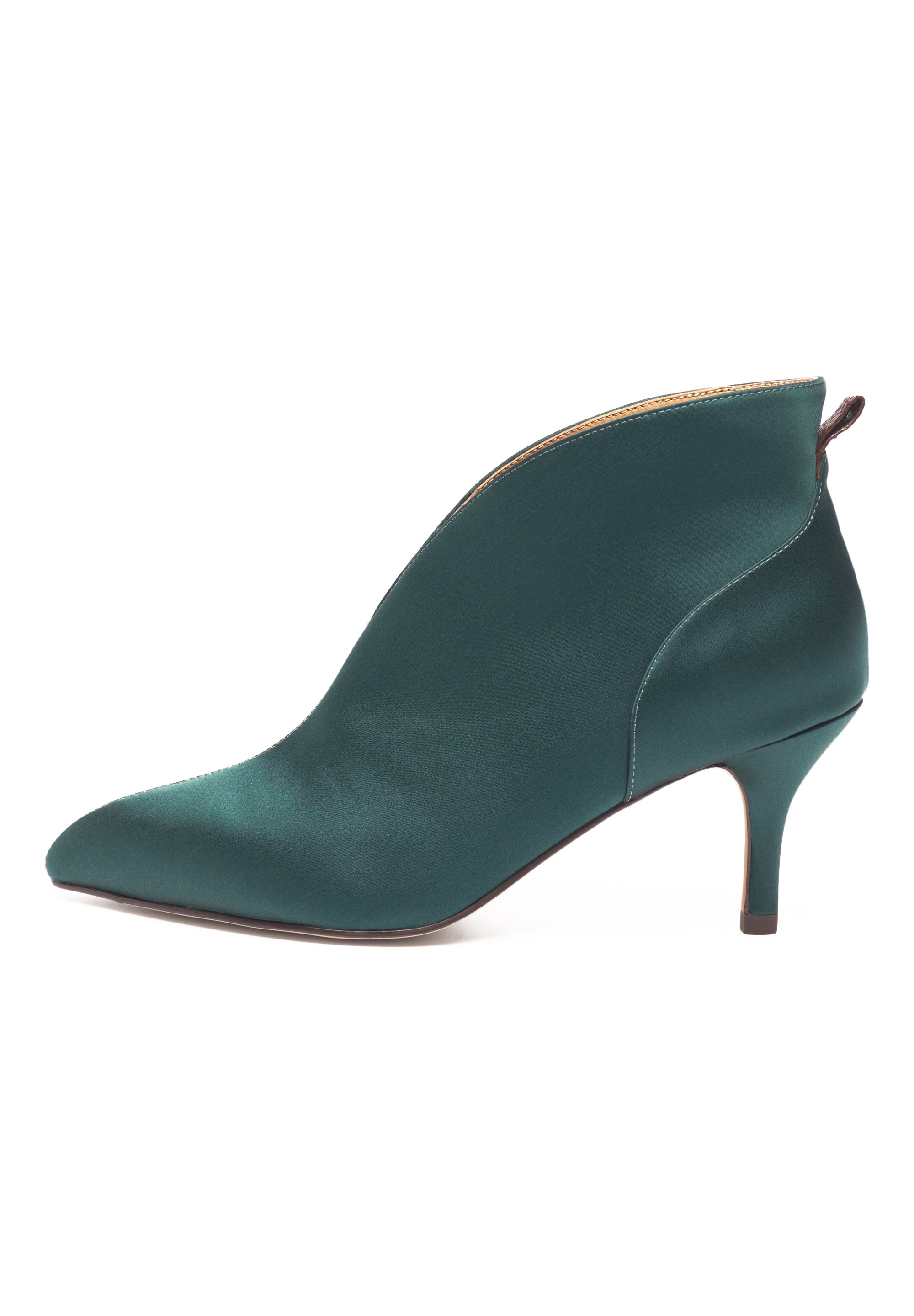 WODEN STB WOMENS Valentine Low Cut Satin Heels 296 Dark Forest