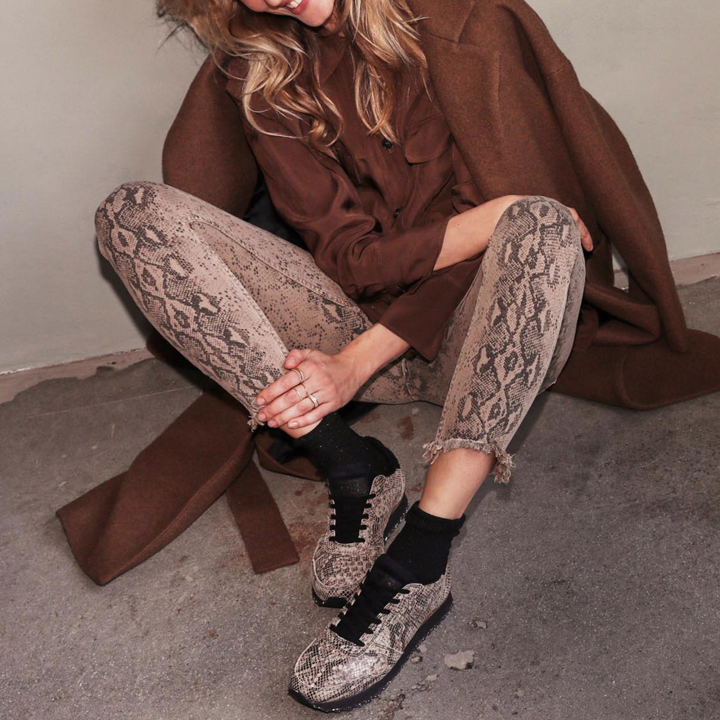WODEN Ydun Snake Sneakers 085 Brown Snake
