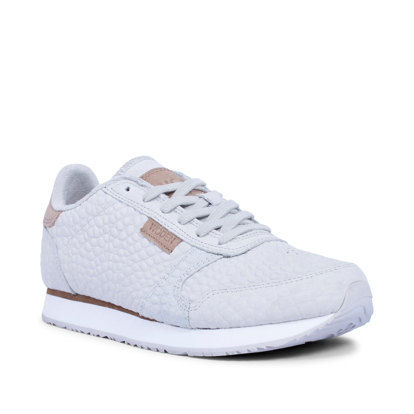 WODEN Ydun Stamped Leather Sneakers 049 Sea Fog Grey