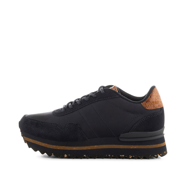 Nora III Leather Plateau Dark Navy woden